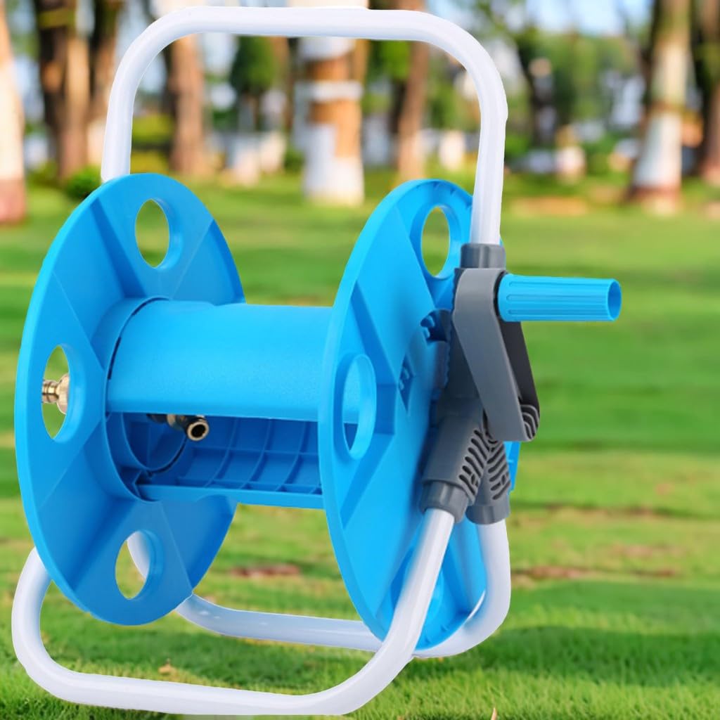 Bobina de Manguera 1/2" 45m, Carrete Portamanguera de Agua, Diseño Compacto, Manivela Manual Recogida Rápida, Previene que la Manguera se Doble, Fácil de Transportar y Almacenar