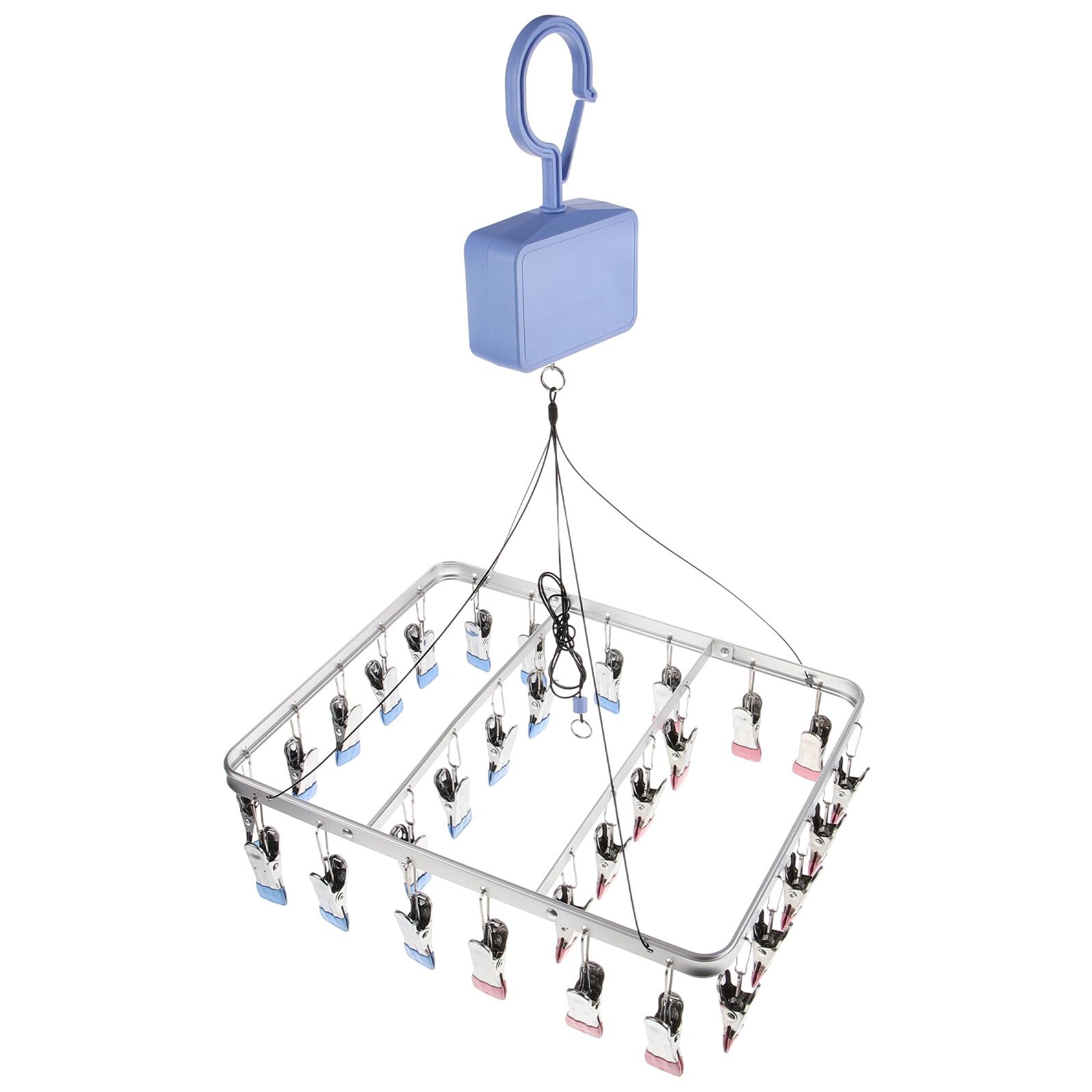 TOYANDONA Hebbarer Wäscheständer Aluminium Mit 30 Wäscheklammern Multifunktionaler Kleiderbügel Zum Trocknen Von Socken Und Unterwäsche Verschleißfest Und Stabil Für Balkon Und Haushalt