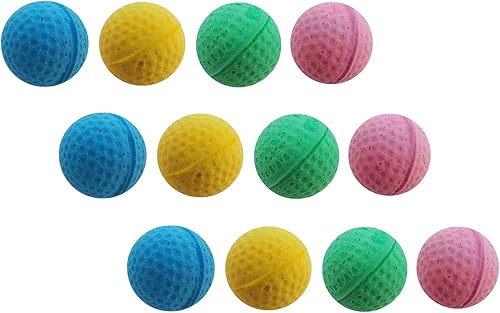 YnFag Pelotas de fútbol de espuma, juguetes para gatos de interior (12 bolas de color individuales)