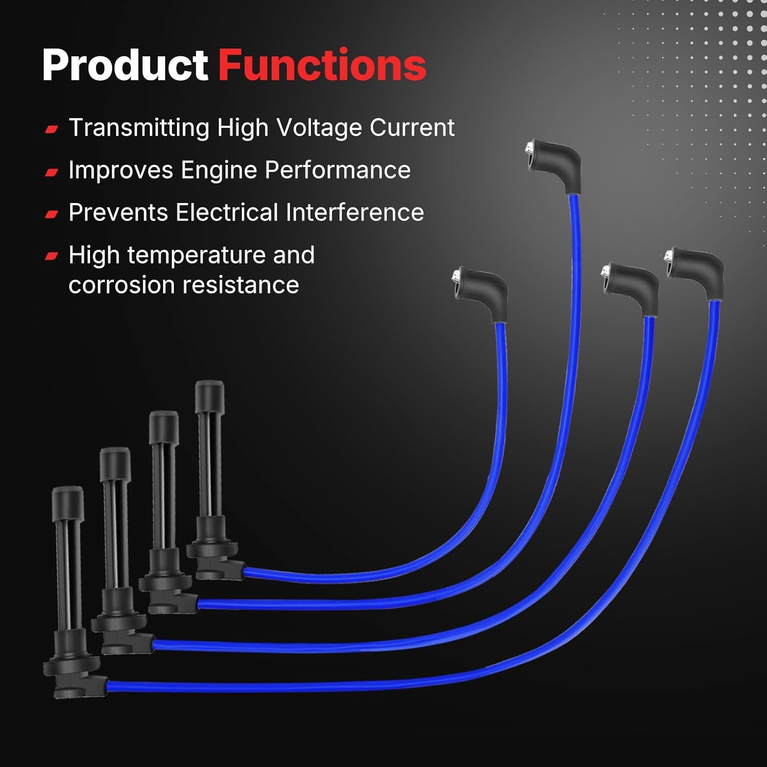 RC-HE76 Spark Plug Wire Kit,4 PCS Spark Plug Wires Set for 1992-2000 Honda Civic Del Sol /1997-2000 Acura EL 1.6L D16Y7 D16Y8 D15Z1 D16Z6 D16B5 Engines Replaces# HE76, 8034 32722P2FA03