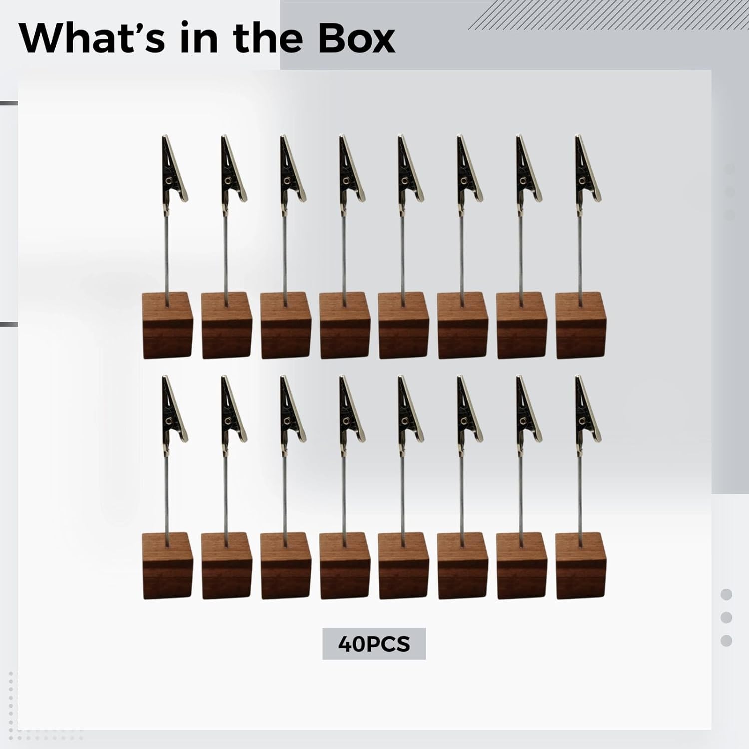 40 Pcs Wooden Photo Holders with Square Base, Retro Coffee Picture Clips for Adjustable Memo Display