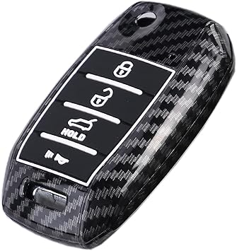 ABS Carbon Fiber Pattern Protector Key Fob Cover Case fit for Kia Optima Sorento Sportage Rio Soul Forte Carens Picanto Keyless Entry Key Fob Black