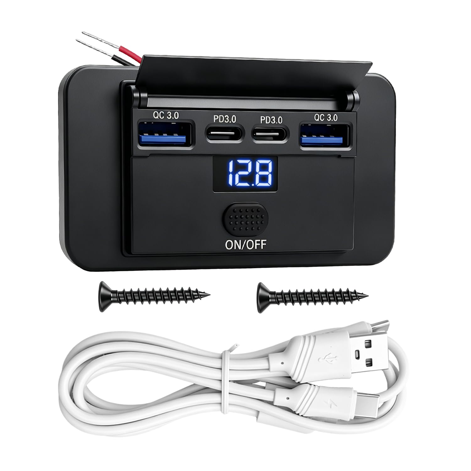 Dexumodbk 78W 12V USB Socket Panel Wall Mount Dual PD3.0 QC3.0 Quick Charge