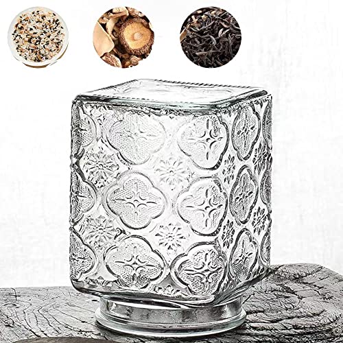 Livejun 3 Pack Glass Storage Jars Vintage Glass Canisters, Retro Embossed Design Jars Airtight Canisters With Seal Wooden Lid Kitchen Food Storage Jars Canister Sets For Kitchen Counter 27 Oz #TOP5