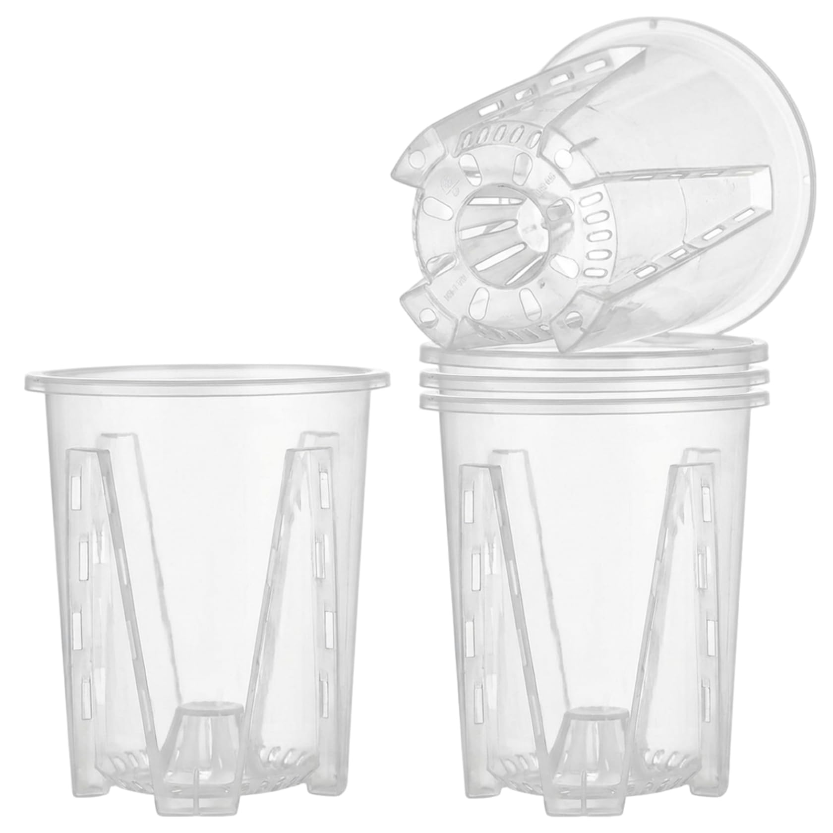 Bemonew Clear Orchid Pots, 5PCS 12cm Breathable Planter Pots with Holes for Repotting Orchids, Houseplants, Succulents
