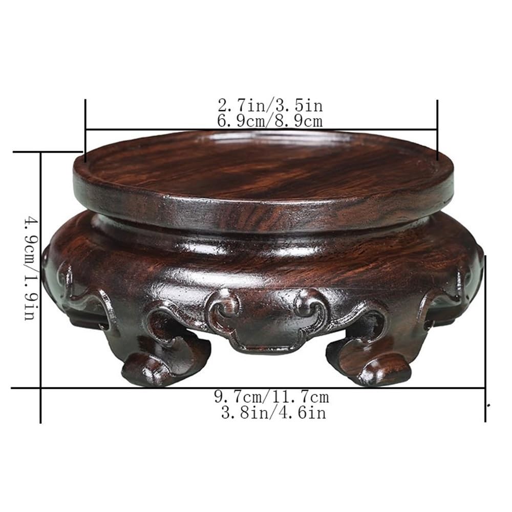 Stojak ekspozycyjny Ebony Carving Okrągły Bonsai Podstawa, Wazon Akwarium Czajnik Stojak Wystawowy Stojak na rośliny(Duży)