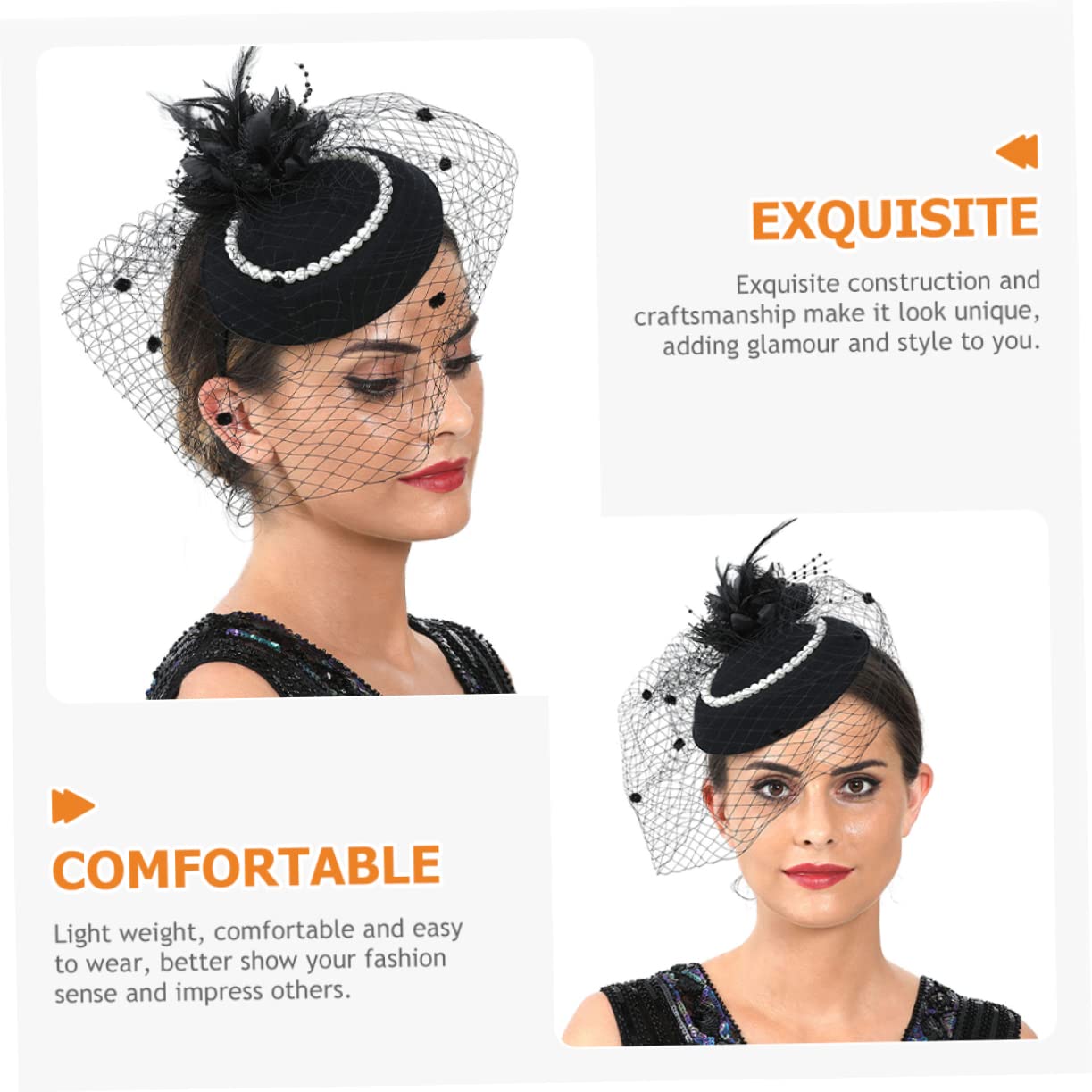 Abaodam 4pezzi Fascinator da Sposa Pizzo e Perle con Piume Accessorio Elegante per Matrimoni Feste e Cerimonie Cerchietto per Party e Cosplay per Eventi Speciali