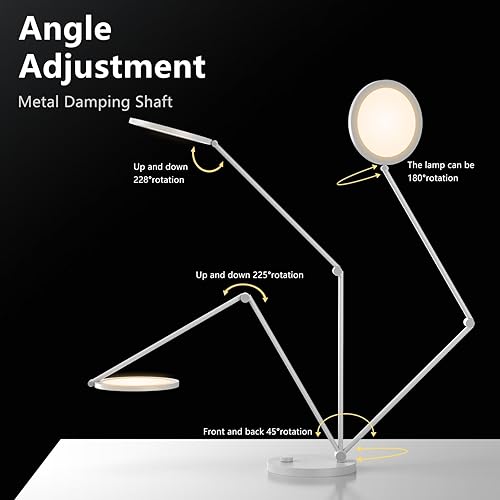 Miniatura 5 de Lámpara de escritorio LED, lámpara de trabajo de computadora de 14 W 1200 LM, luz de escritorio de brazo oscilante de metal, 3 modos de atenuación