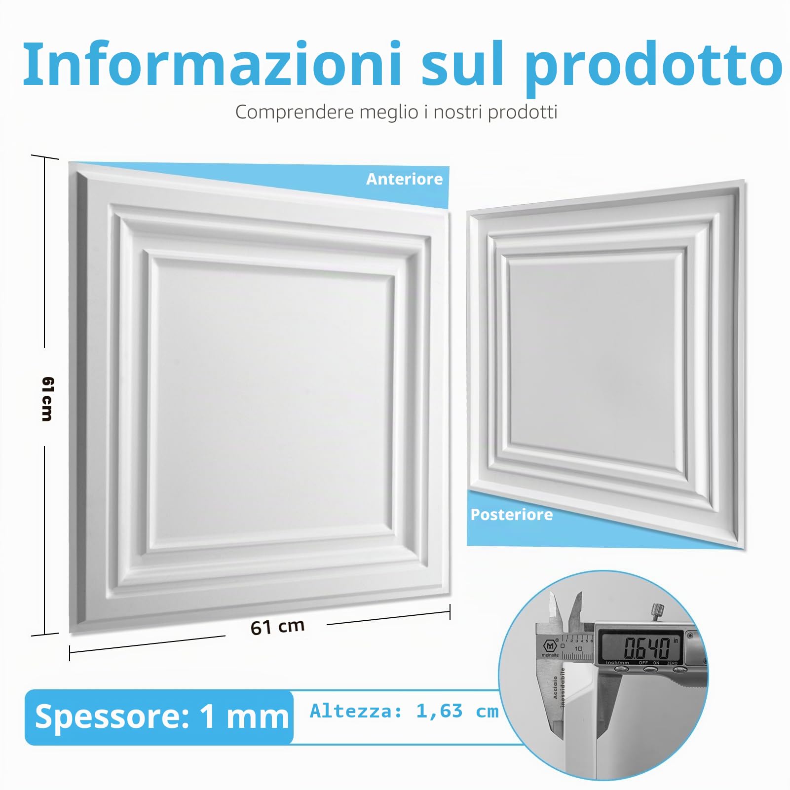 Art3d - Piastrelle per soffitto in PVC, in plastica, colore: Bianco (confezione da 12)