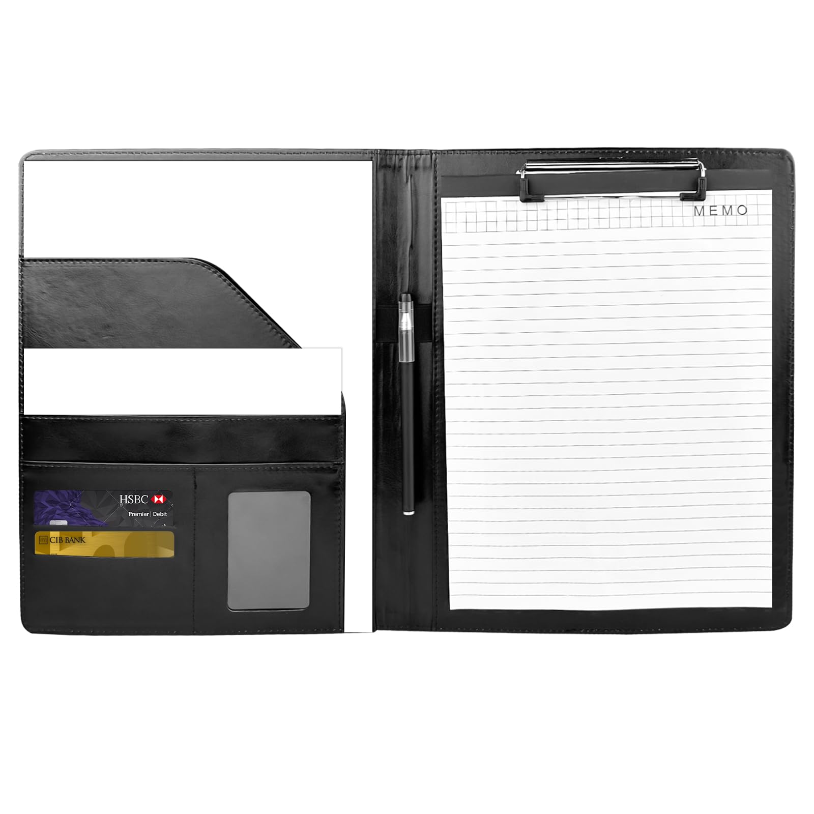 Cartellina Portadocumenti A4 In Pelle PU - Con Pinza, Portapenne E Blocco Note