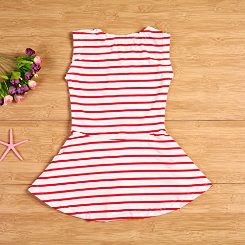 Vestido para bebês amazingdeal; vestido para meninas de algodão, macio, sem manga; saia evasê listra