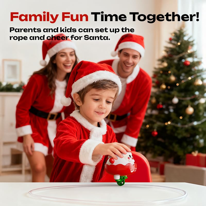 Christmas Santa Claus Balance Rope Toy with Music & Lights – Electric Track Walking Santa for Kids, USB Rechargeable, Fun Christmas Party Decoration & Perfect for Boys and Girls