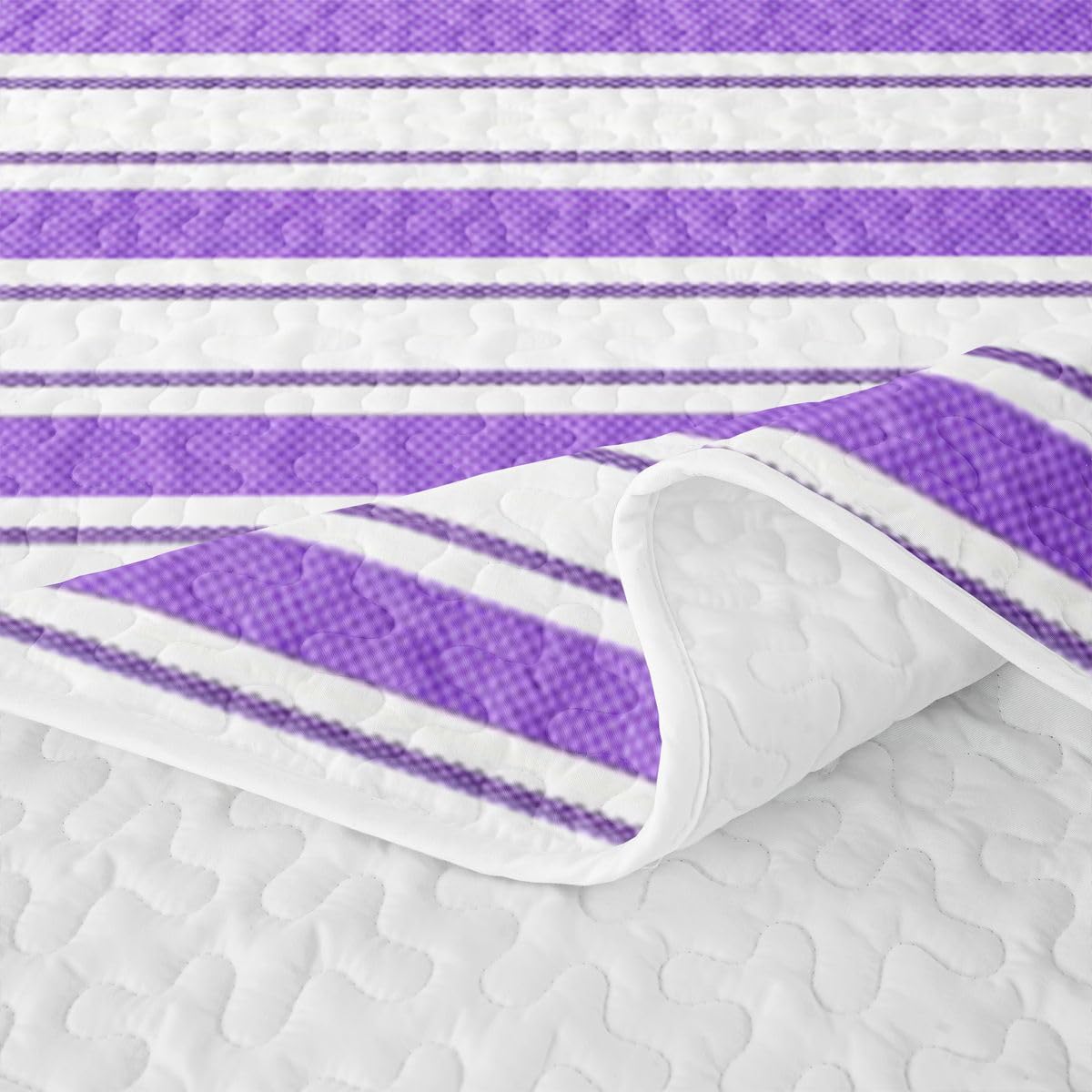 Homewish Set copriletto trapuntato a righe viola e bianche per letto king