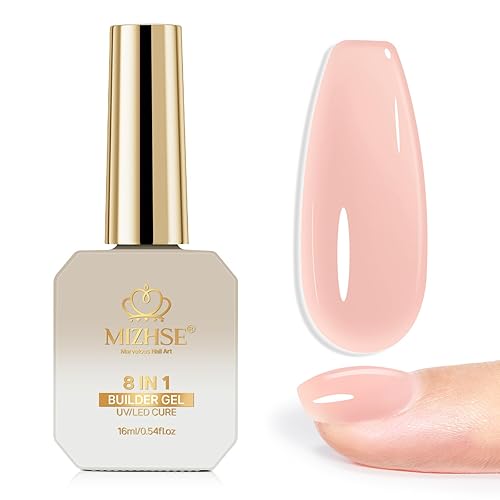 Miniatura 11 de MIZHSE Kit de gel constructor de uñas de 3.4 fl oz, gel constructor de mayor capacidad para uñas, lámpara LED, base transparente, fortalecedor de