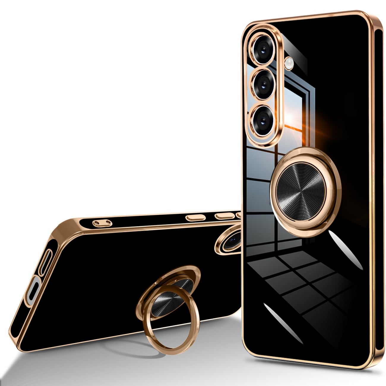 kakabote Galaxy S26 ケース リング付き ギャラクシーs26 SC-51G / SCG36 カバー スマホケース 耐衝撃 米軍MIL規格 TPU ソフトケース 軽量 薄型 スタンド機能 縦横両対応 車載ホルダー対応 ストラップホール付き 使用の容易さ （ブラック）