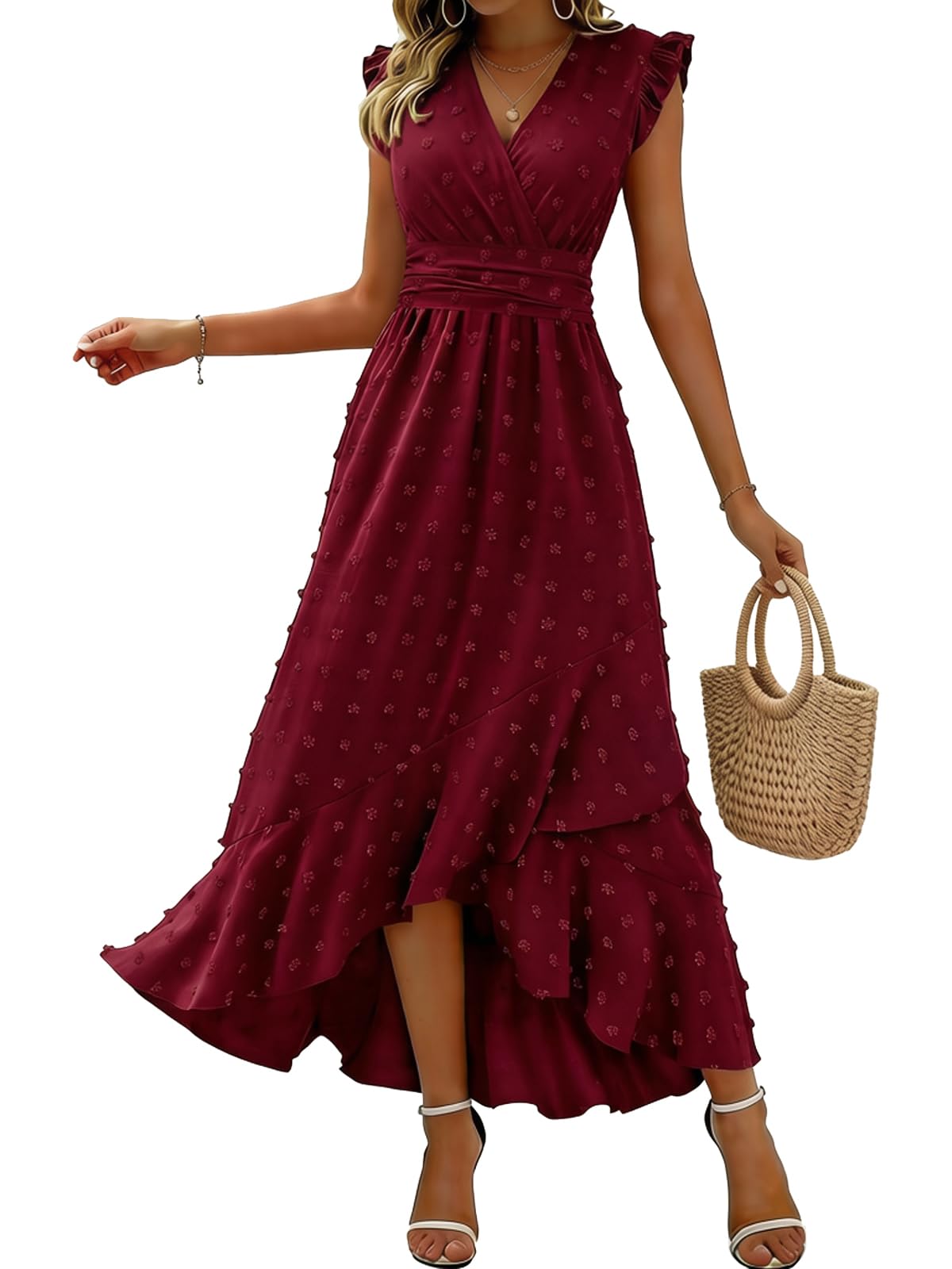 Sommerkleid Damen Elegant Kleid Kurze Ärmel V-Ausschnitt Casual Kleider A-Linie Blumenmuster Minikleid Freizeitkleider Sommer Kleid Partykleid