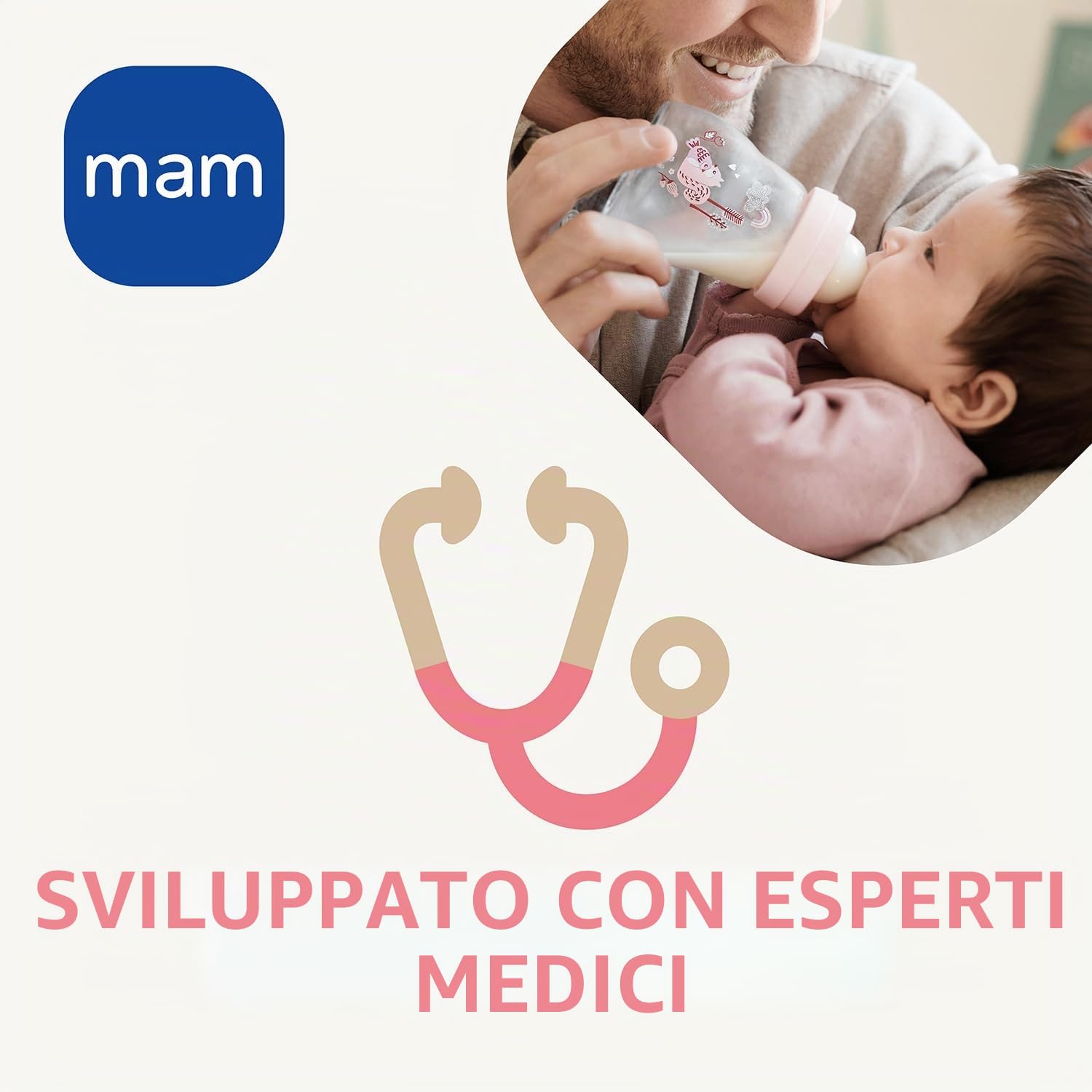 MAM Biberon in vetro, neonato, 0-2 mesi, 170 ml, con tettarella 1 a flusso lento in silicone, facile da pulire, Feel Good, neutro, confezione da 1
