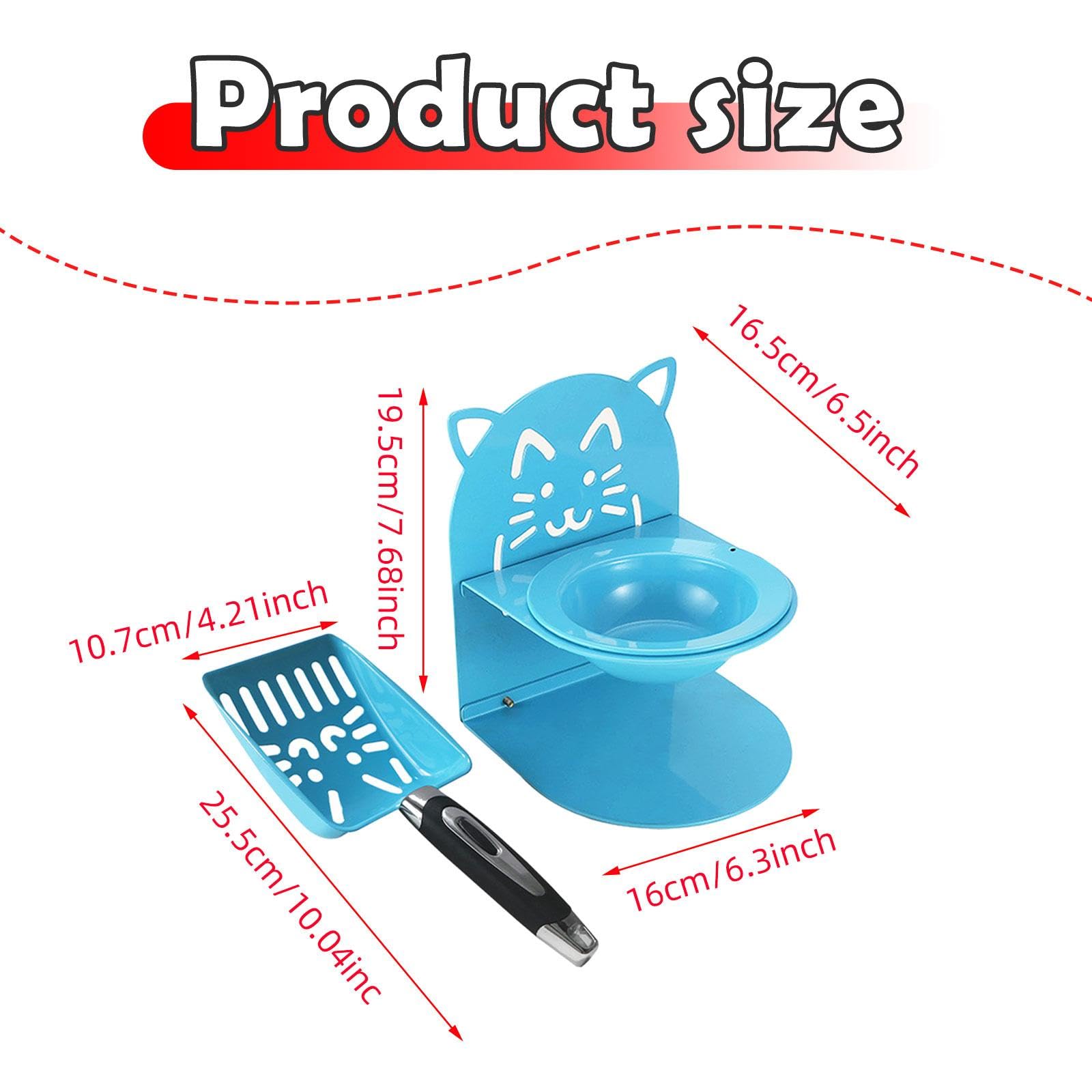 Pala para Arena de Gatos, Cuenco Alto para Gatos, Suministros Ergonómicos para Mascotas, Comedero Extraíble con Colador para Excrementos, Uso en Inter, Azul, Individual