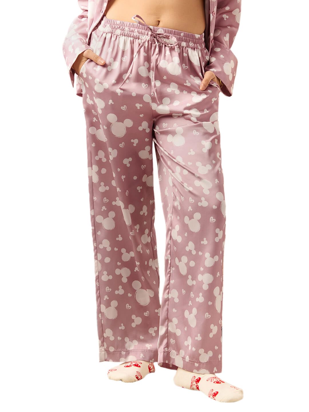 the souled store Mickey Mouse: Sweet Dreams Women Lounge Pants | Official Disney Merchandise | Premium Cotton Blend Relaxed Fit Pyjamas | Comfortable Printed Nightwear Sleepwear for Girls-picture-22