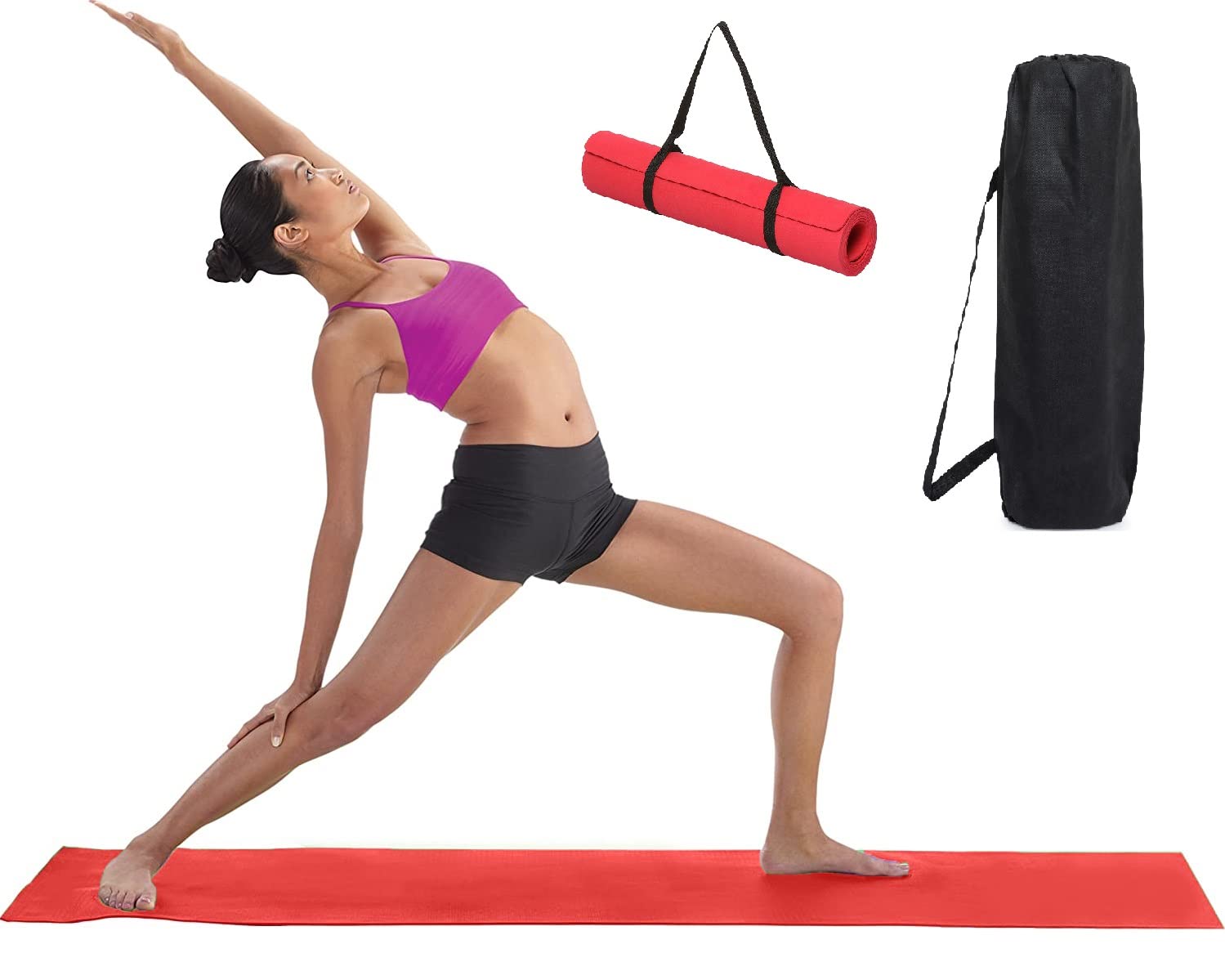 Spokofit Yoga Mat with Bag & Strap for Men Yoga Mats for Women Exercise mat for home workout Yoga mat for women gym mat Anti Slip Yoga mat Workout mat Gym mats for workout. (4 MM, RED) (B0CZF5VX39) Amazon Price History, Amazon Price Tracker