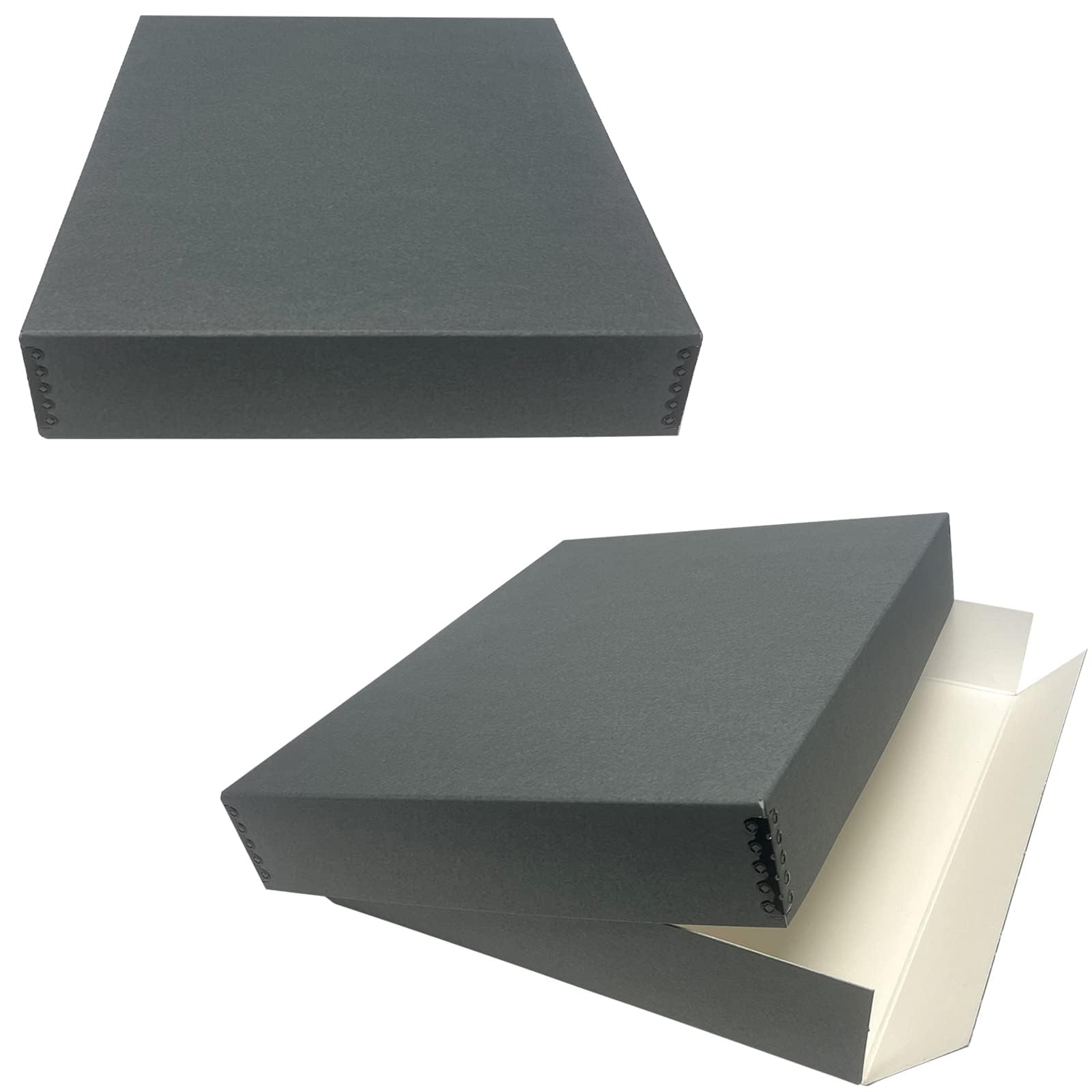 Lineco Blue/Gray 14X18 Museum Storage Box With Removable Lid And Drop Front Design. Archival With Metal Edge. Protect Longevity, Store Photos, Documents, Cards, Magazines, Prints, Diy, Pack Of 2