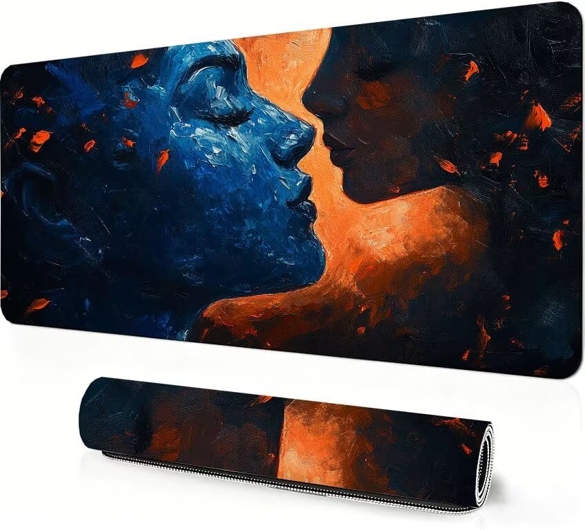 Podkładka pod mysz do gier abstrakcyjna XXL damska podkładka pod mysz 1400 x 600 x 3 mm Poprawa precyzji i szybkości, podkładka pod mysz do gier antypoślizgowa gumowa podstawa, do dekoracji Burea DZ