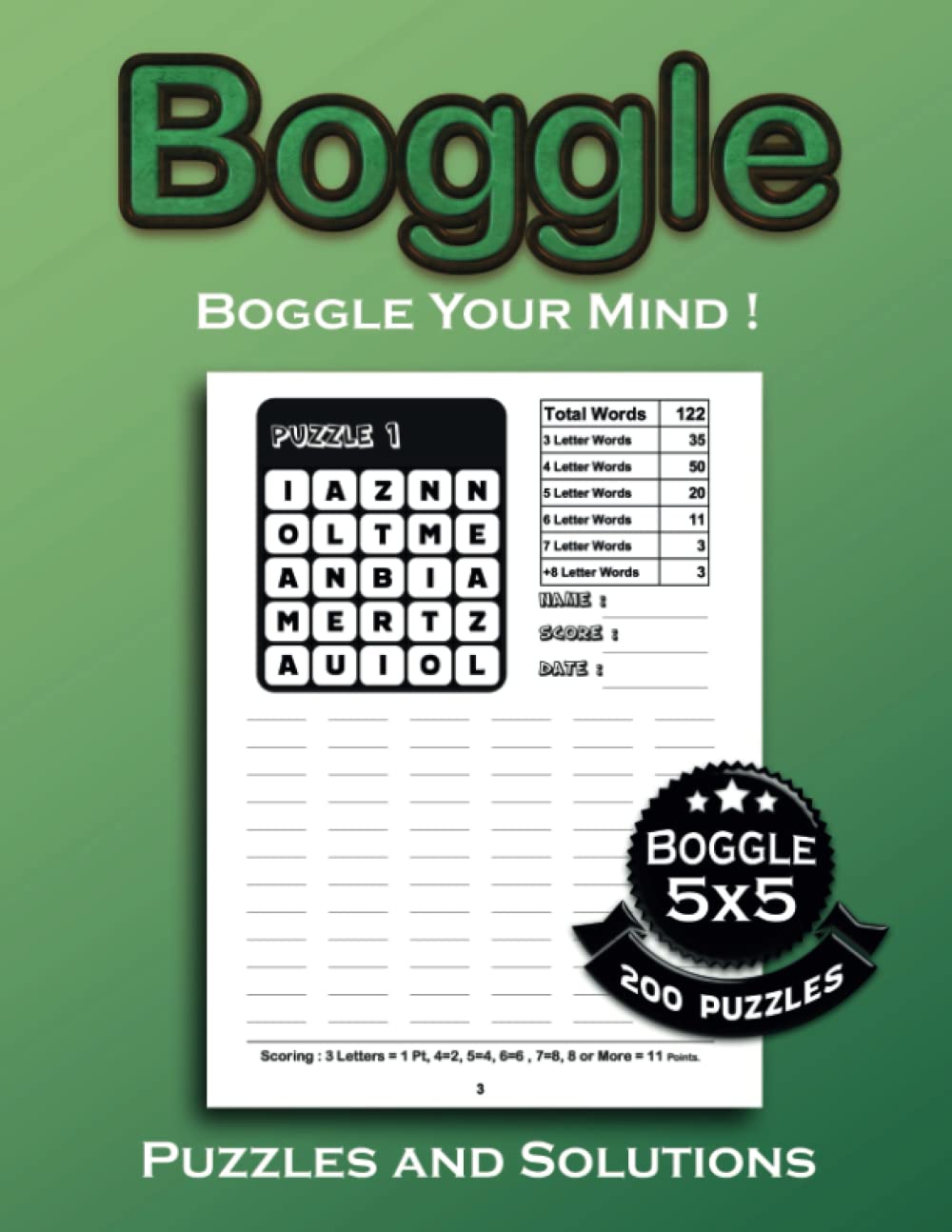 Boggle 5x5 Puzzle Book Vol. 2: Boggle Your Mind! , Enjoy over 200 puzzles , 8.50 x 11 in, Puzzles & Solutions.