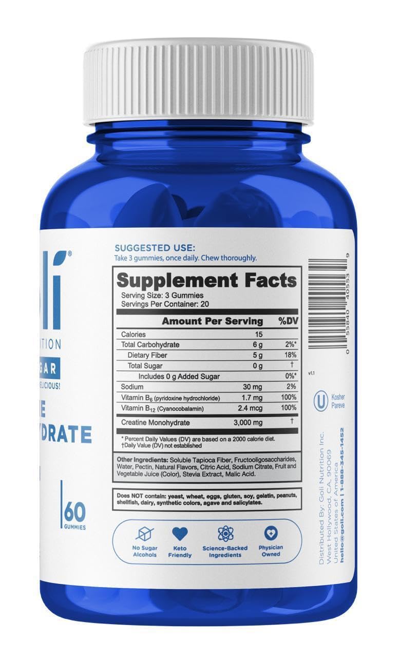 Goli Zero Sugar Creatine Gummies - Keto-Friendly, Rich in Fiber, No Sugar Alcohols, No Artificial Sweeteners, Gluten-Free, Vegan, Non-GMO, and Gelatin-Free — Amazon image 2
