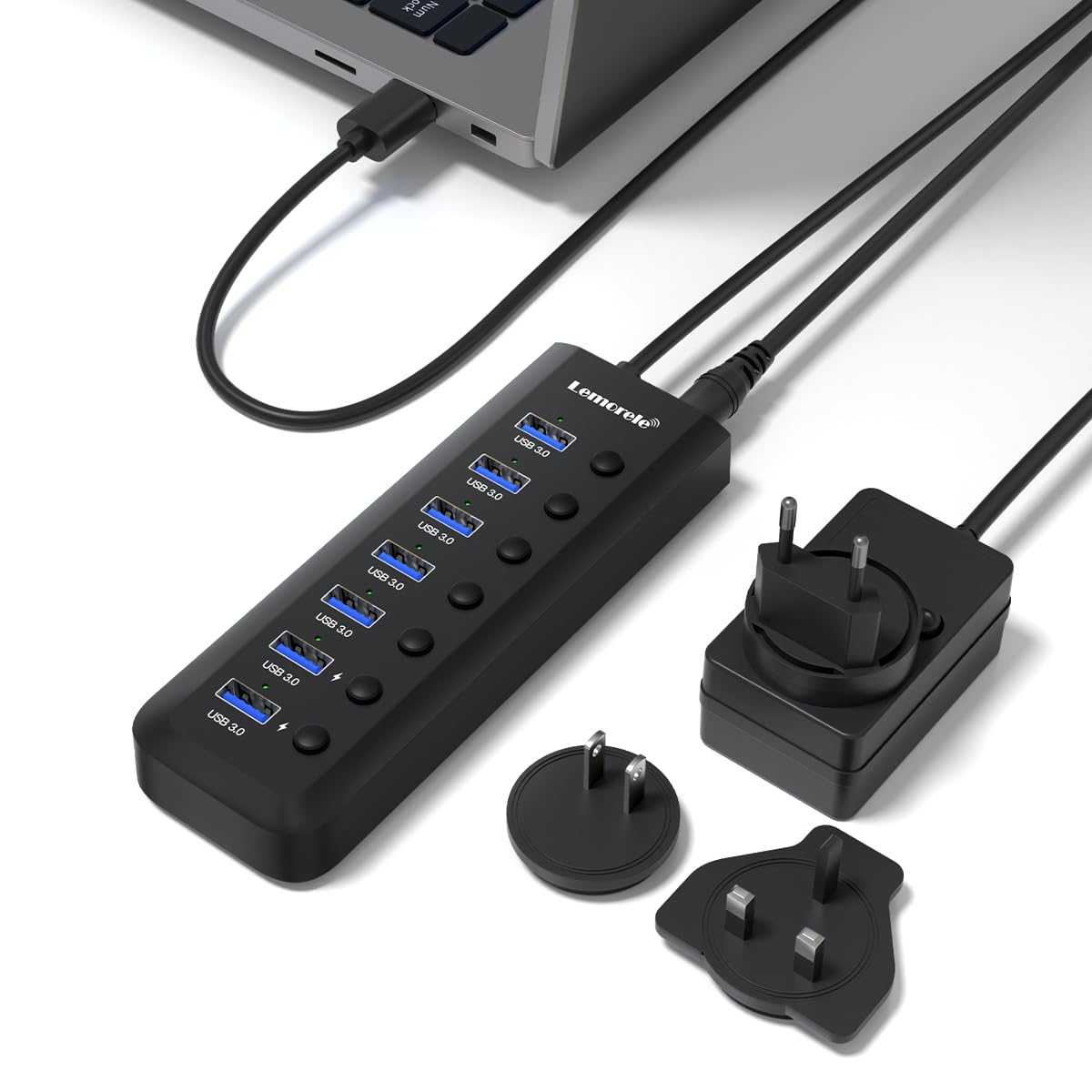 Amazon | USB ハブ セルフパワー USB3.0ハブ 電源付き Lemorele