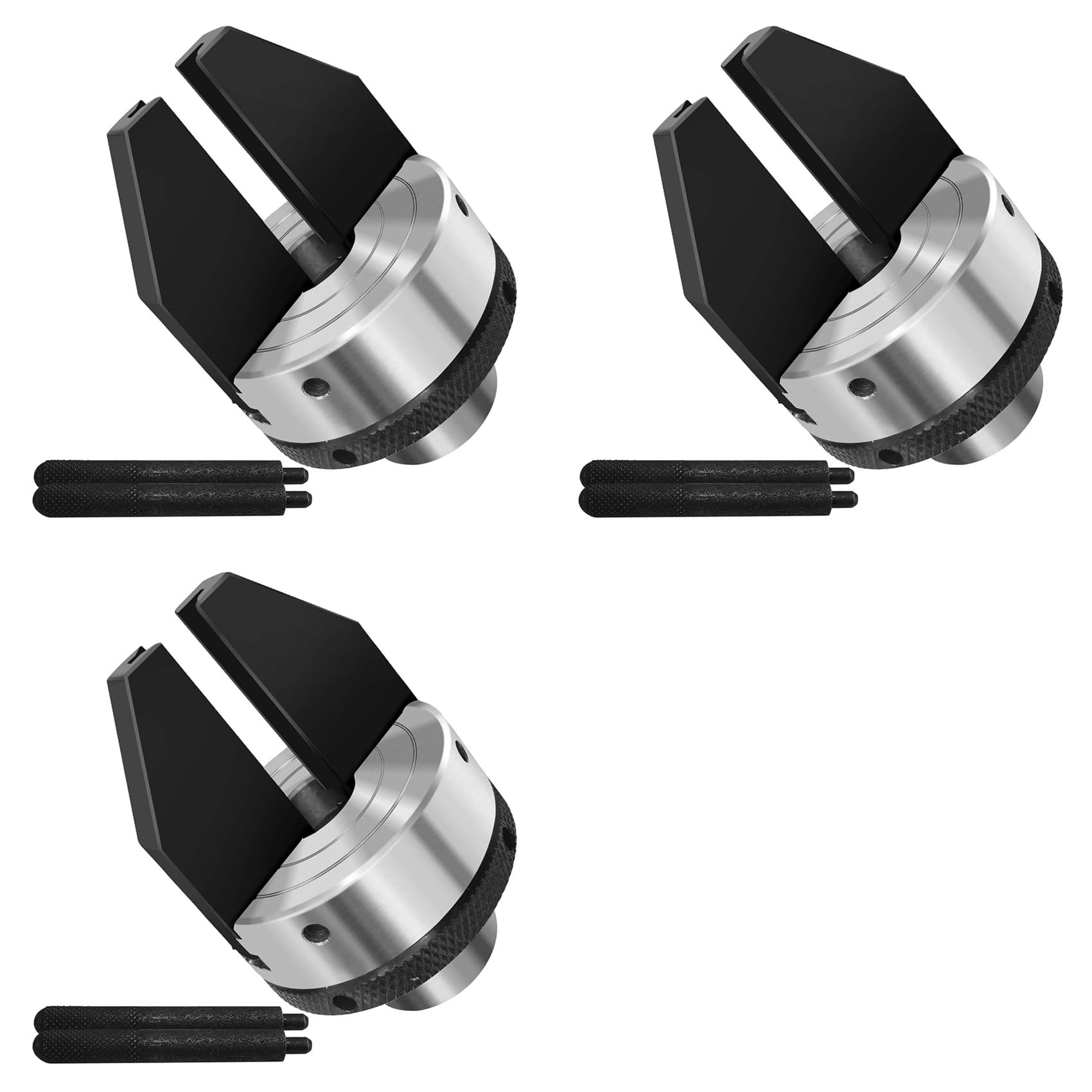 Jnchdghwa Silver & Black 3 Set 2-Inch 2-Jaw Pen Drilling Wood Lathe Chuck With 1 Inch X 8Tpi Direct Thread,Dedicated Pen Drilling Lathe Chuck