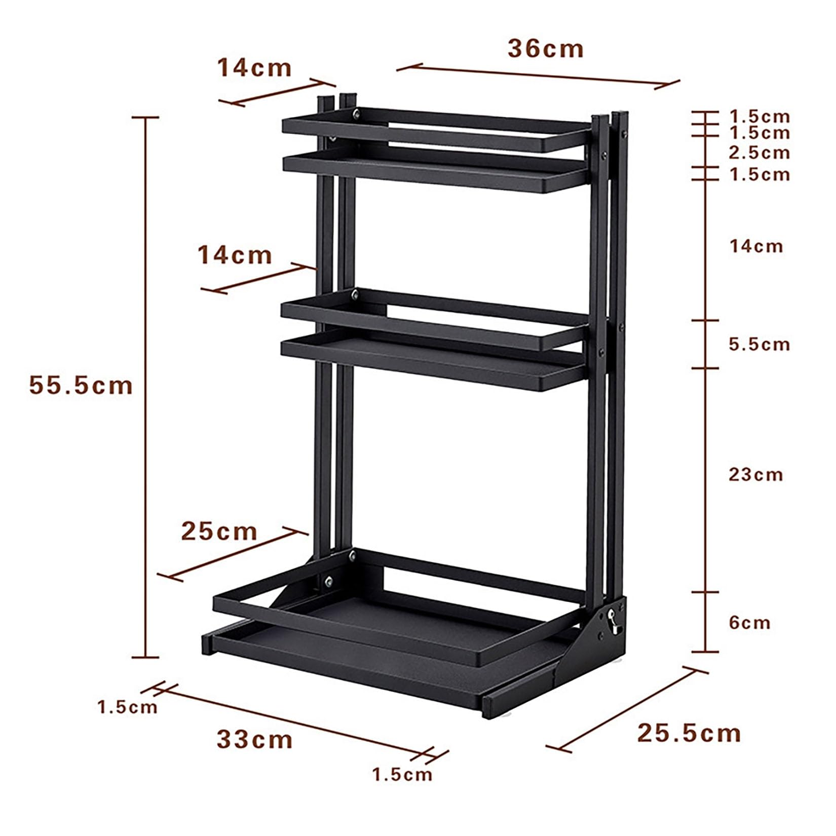 Estante plegables para especias,2/3 Niveles Especiero Para Cocina,Multifunción Organizador Encimera,Ahorro de Espacio Racks de Almacenamiento para Condimentos/Especias,Fácil de almacenar