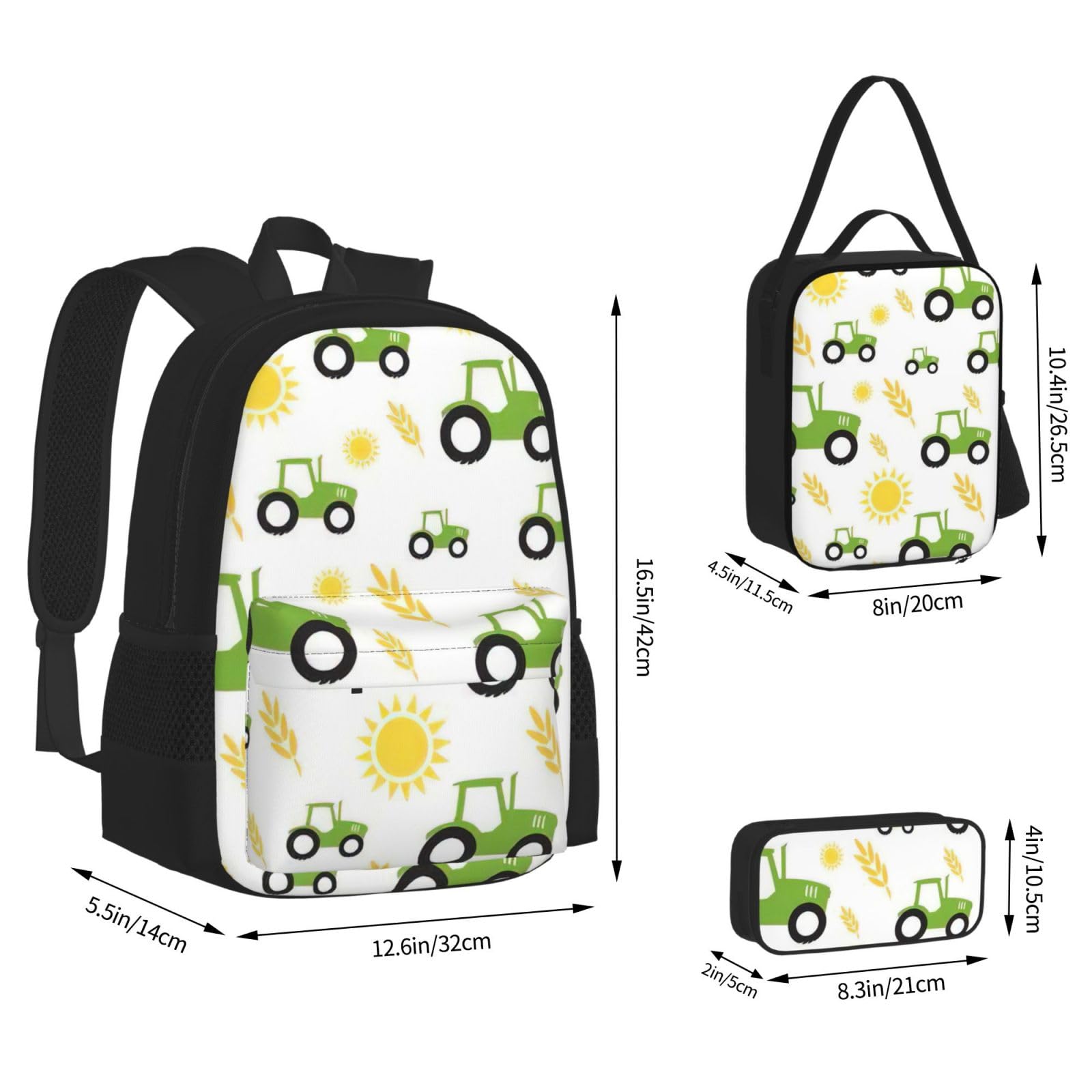 Zaino, borsa portapranzo, astuccio, set da 3 pezzi, per lavoro e