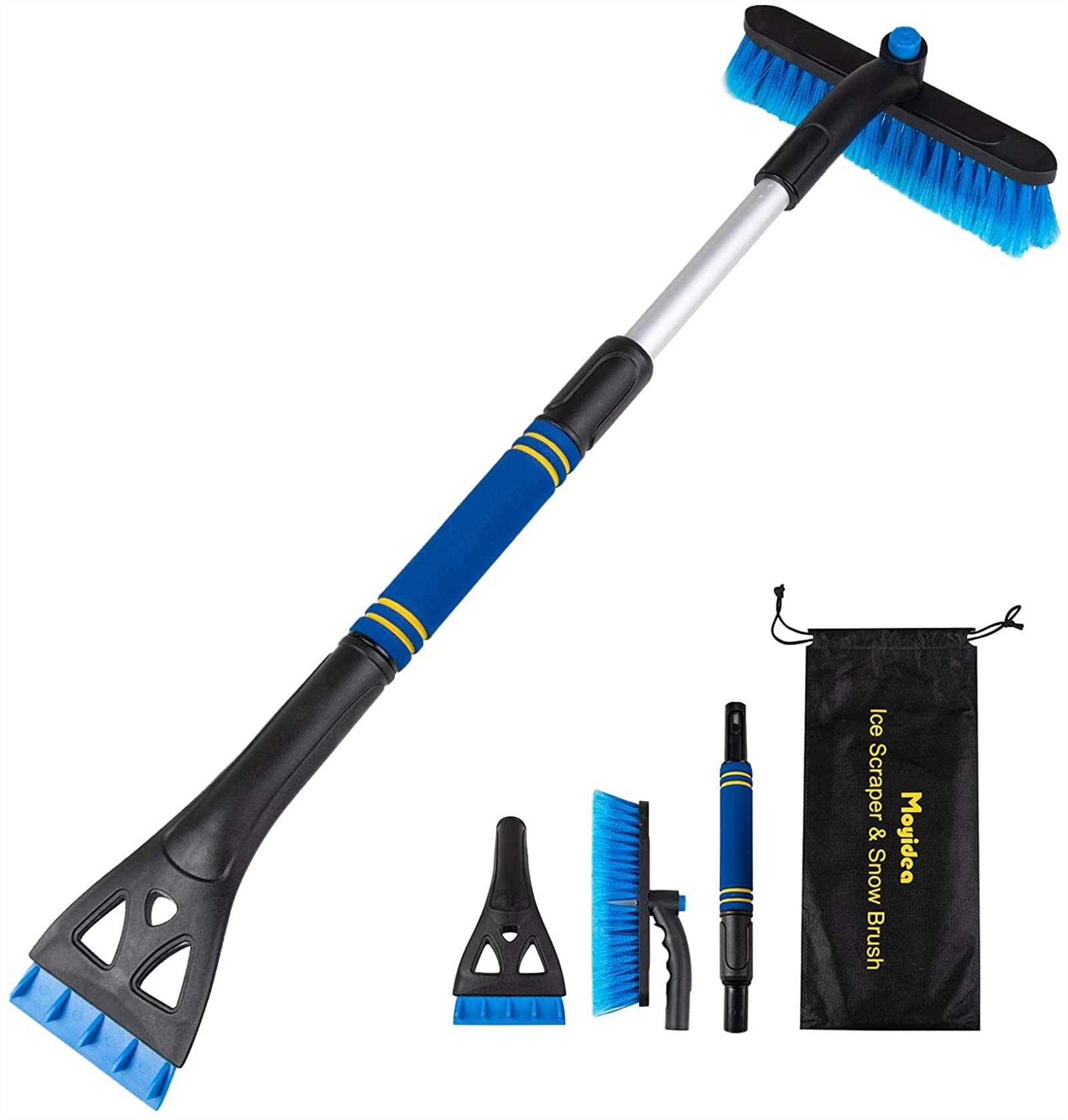 3 W 1 Wysuwane 25.2"do 31.5" Lodowe skrobak szczotka śniegowa Odłączane narzędzie do usuwania śniegu z ergonomiczną pianką przyczepną do samochodu