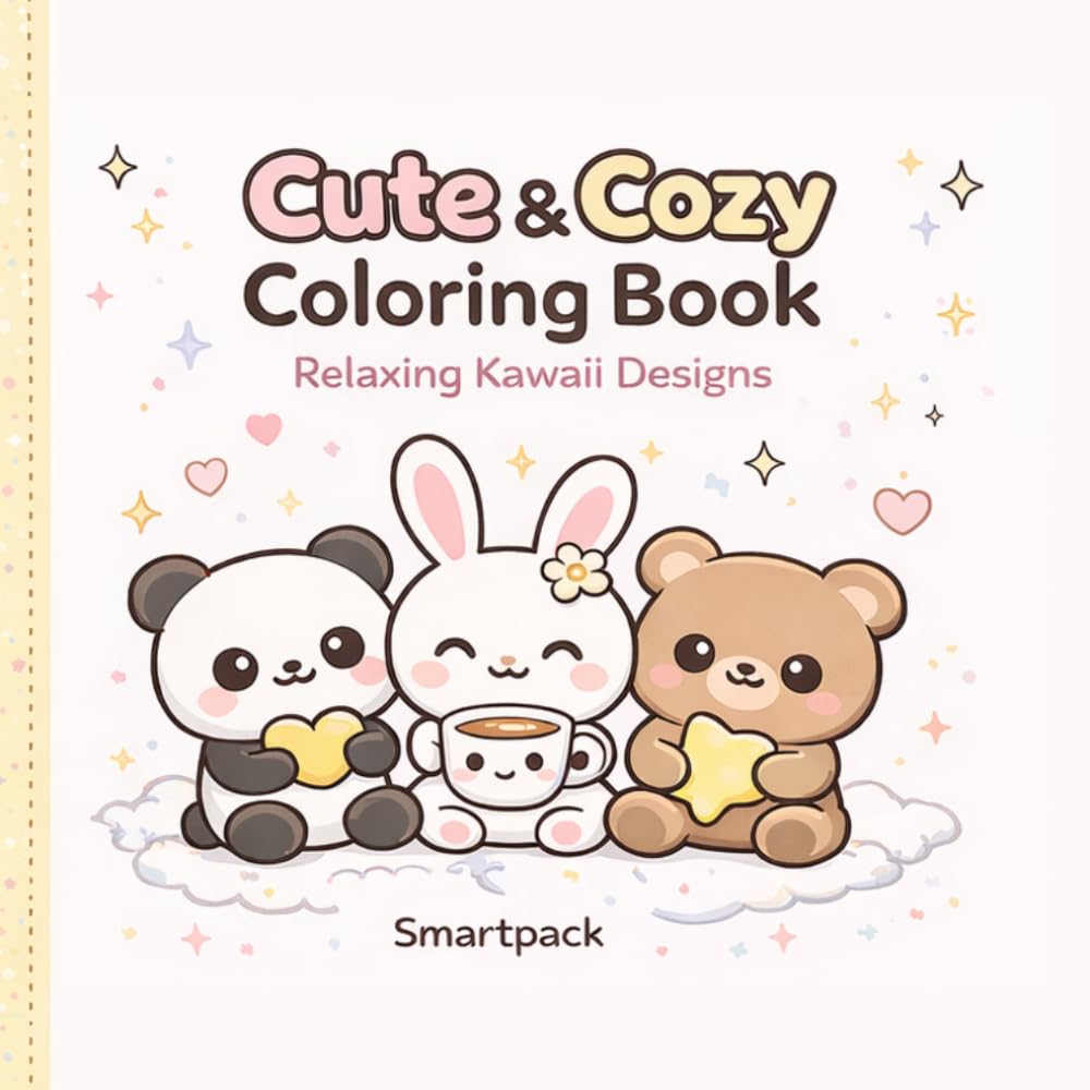 Cute & Cozy Coloring Book: Relaxing Kawaii Designs for Stress Relief