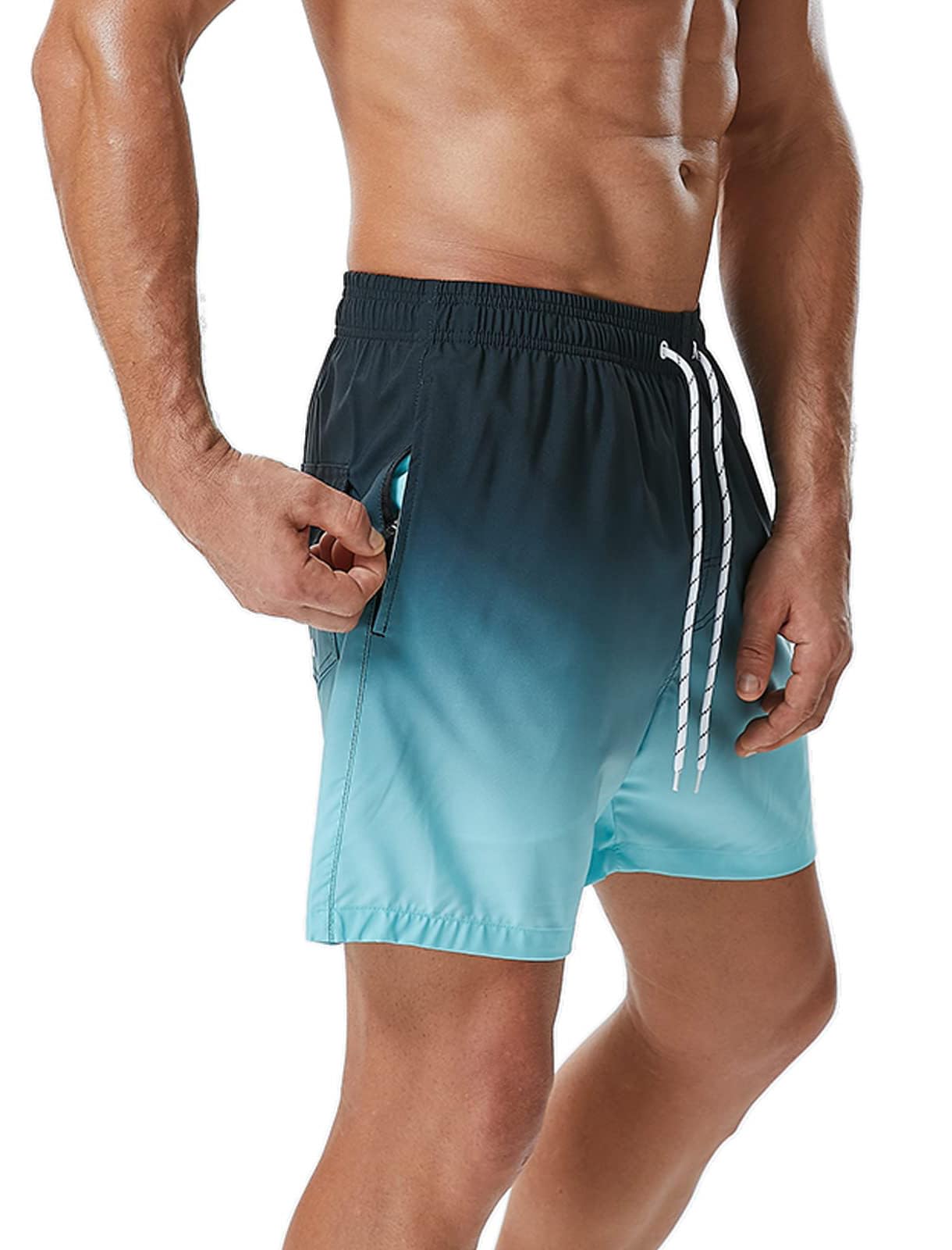 SILKWORLD Pantaloncini da bagno da uomo ad asciugatura rapida, 2 in 1, fodera a compressione, pantaloncini da bagno da uomo con coulisse elastica e tasche