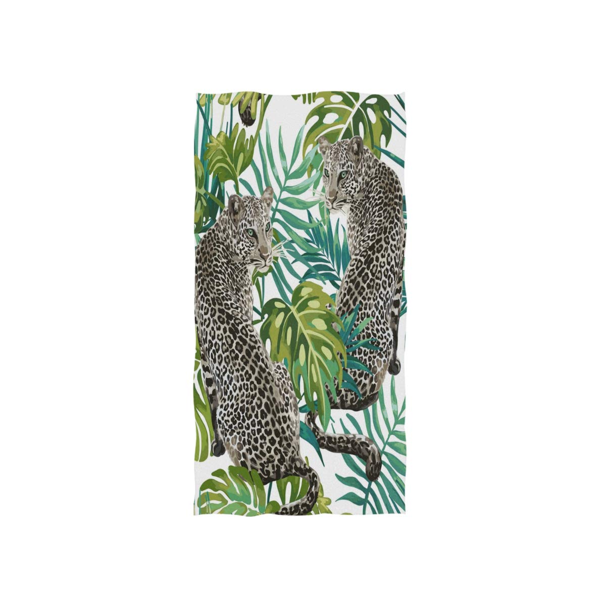 Linomo Girls Hand Towel Animal Leopard Palm Leaves Towel Cotton Face Towel Dish Towel For Kids Boys Adult