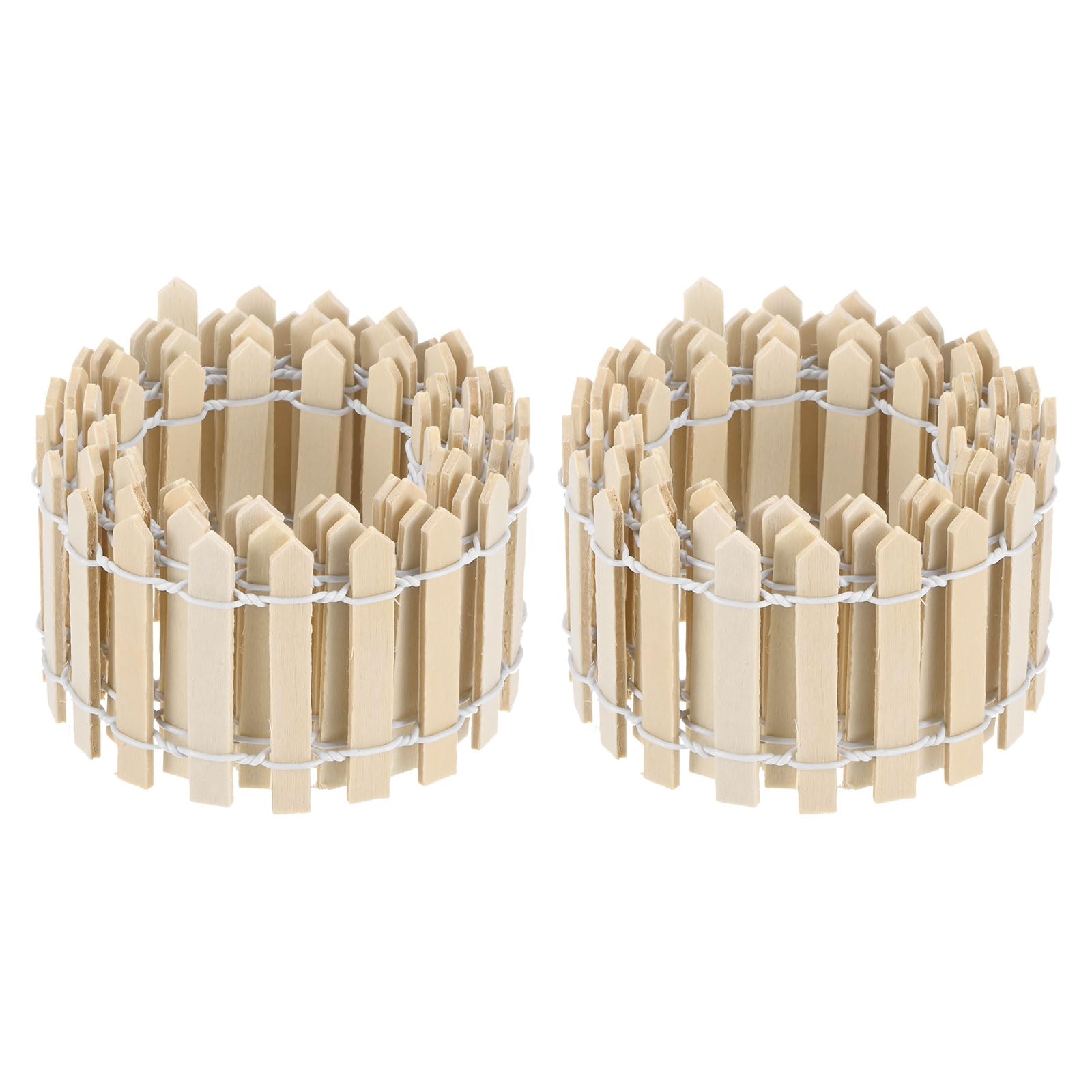 M METERXITY 2-Pack Miniature Fairy Garden Fence, 35 Inch 90x5cm Wooden DIY Small Wood Decorative Picket Fence for Dollhouse/Crafts/Diorama Project, Micro Landscape Ornaments [Beige] — image 1