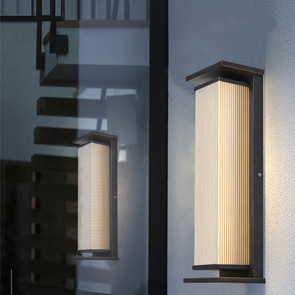 Nowoczesna minimalistyczna lampa ścienna zewnętrzna, słupek ogrodzeniowy, oświetlenie dekoracyjne, taras, ogród, wodoodporny sprzęt oświetleniowy