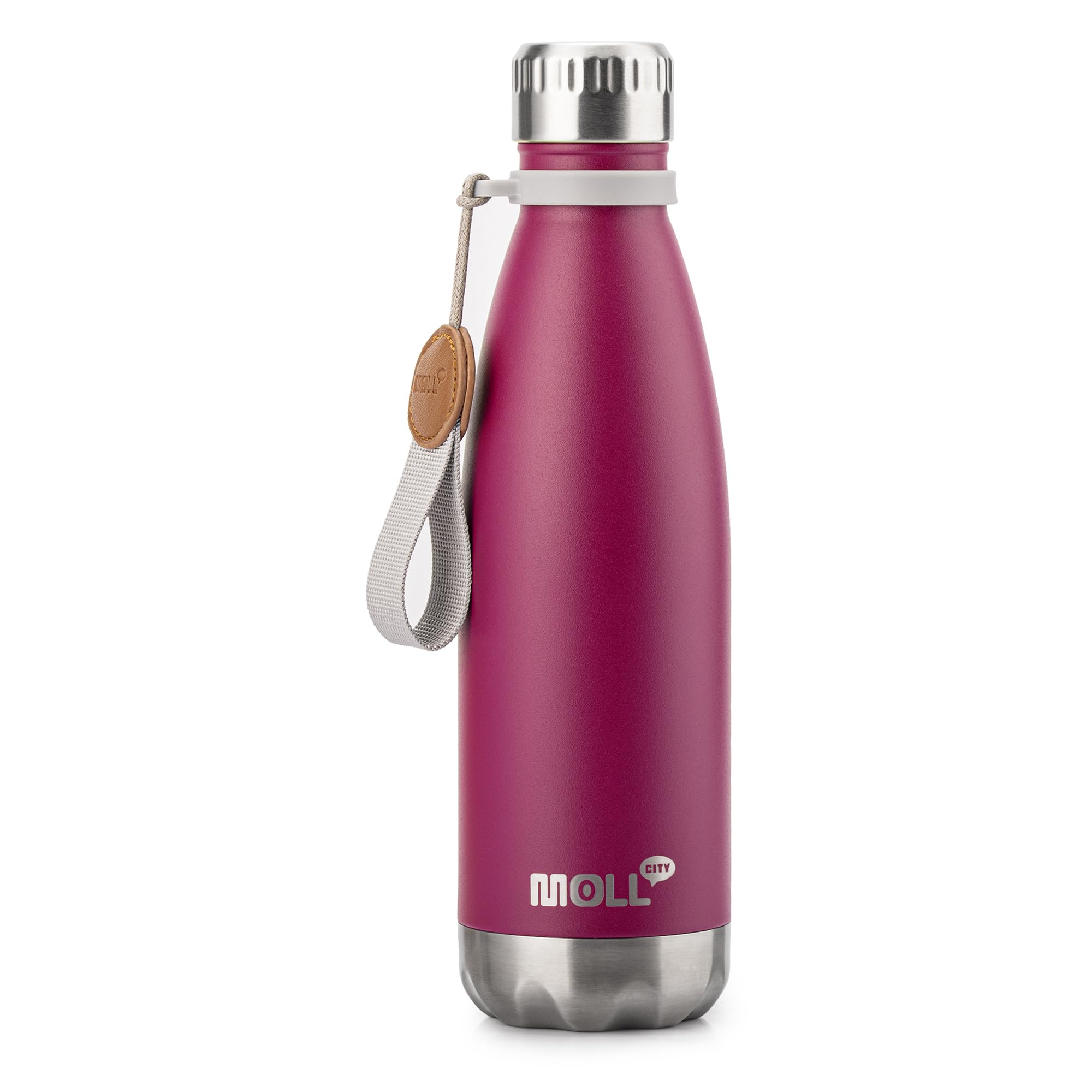 Insulated Water Bottle,17 oz Stainless Steel Double Wall Vacuum,Fuchsia Red