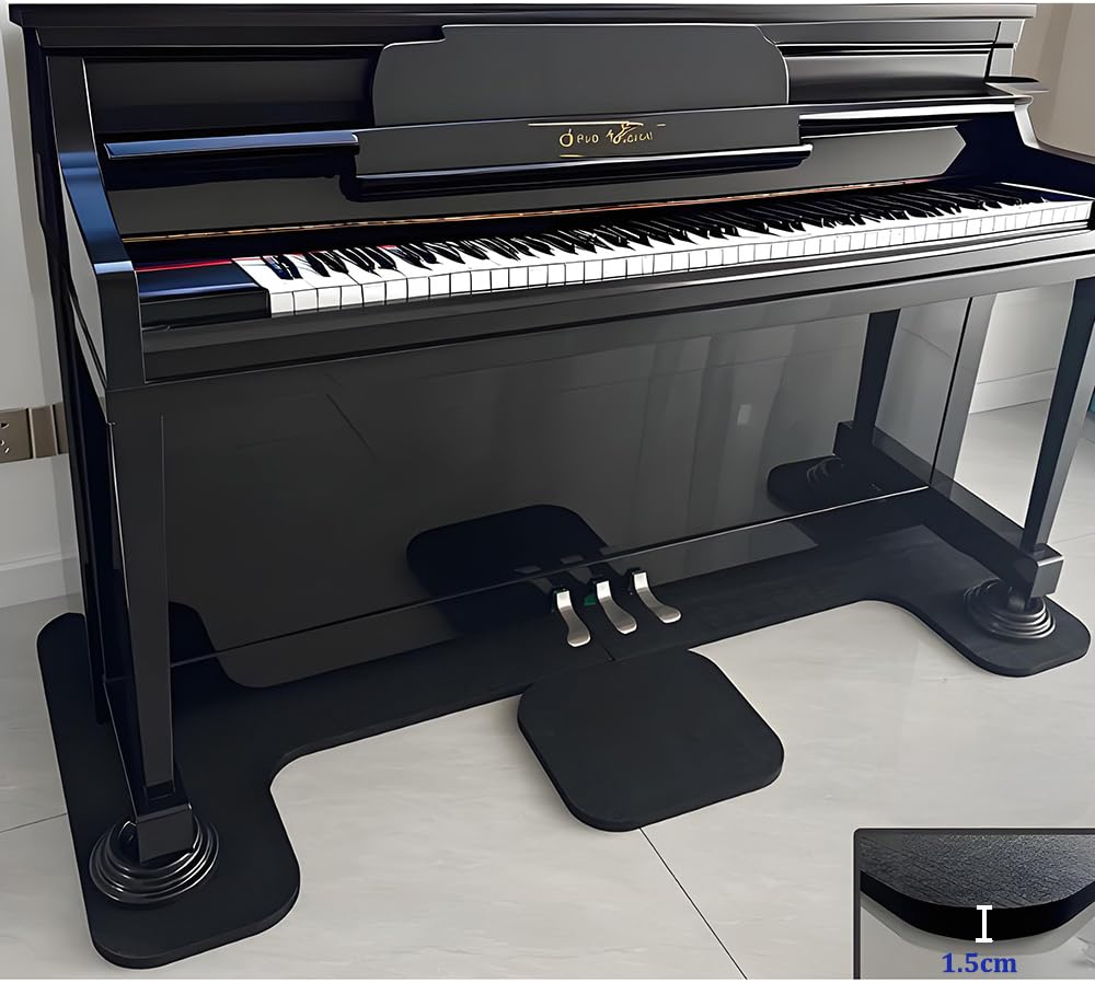 Tapis Acoustique Insonorisation Sol, Tapis Anti Bruit pour Piano, Antiderapant Anti Vibration Piano Tapis de Sol(158x65cm,Black)