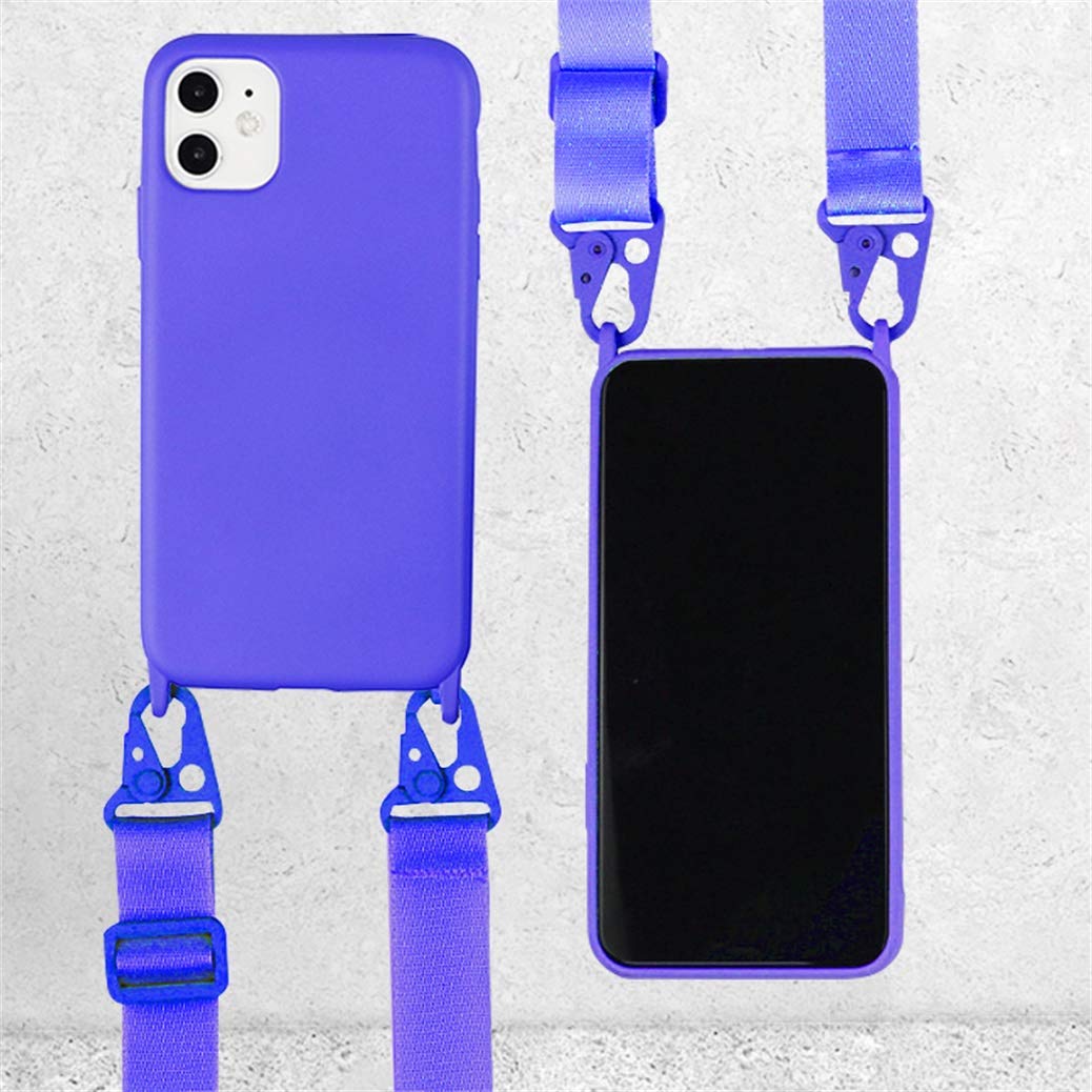 Cover Per IPhone 12 Pro Max Con Cordino Regolabile - Custodia In Silicone TPU Antiurto E Protettiva, Colore Poudre, Con Cinturino In Nylon Per Mani Libere