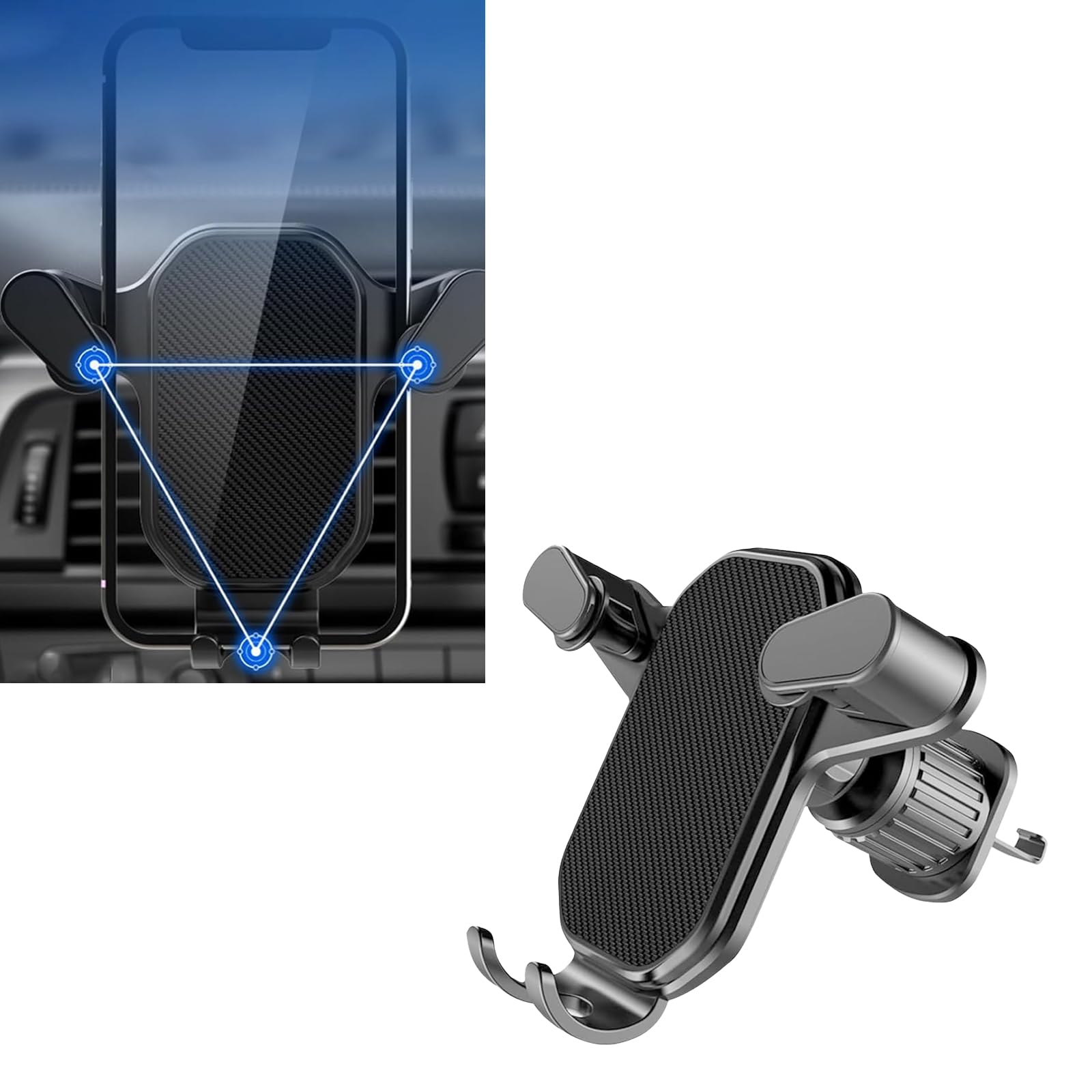 1 PC Car Vent Mobile Phone Holder, Never Shake Ultra-Stable Grab and Go Navigation Bracket, Retractable Spiral Hook Hands-Free Expansion Clip Stand for iPhone, Universal for Cars (Black)