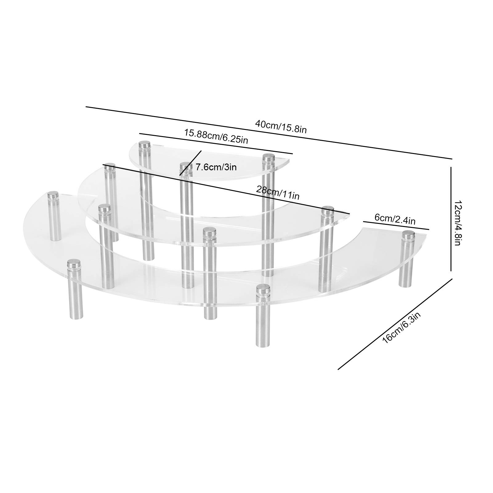 Alzata Per Dessert In Acrilico - Display A 3 Livelli Per Cupcake, Trasparente, 11.6x6.5x3.8 Pollici, 2 Pezzi - Foto 9