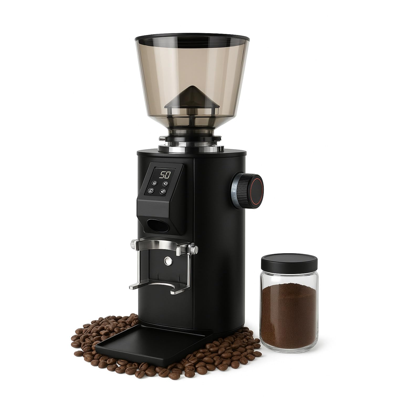 Molinillo de Café Eléctrico con Kit de Molienda Cerrado - 9 Ajustes Regulables, Molinillos de Café de Muelas Planas Diseño Antiestático para Uso Comercial Black