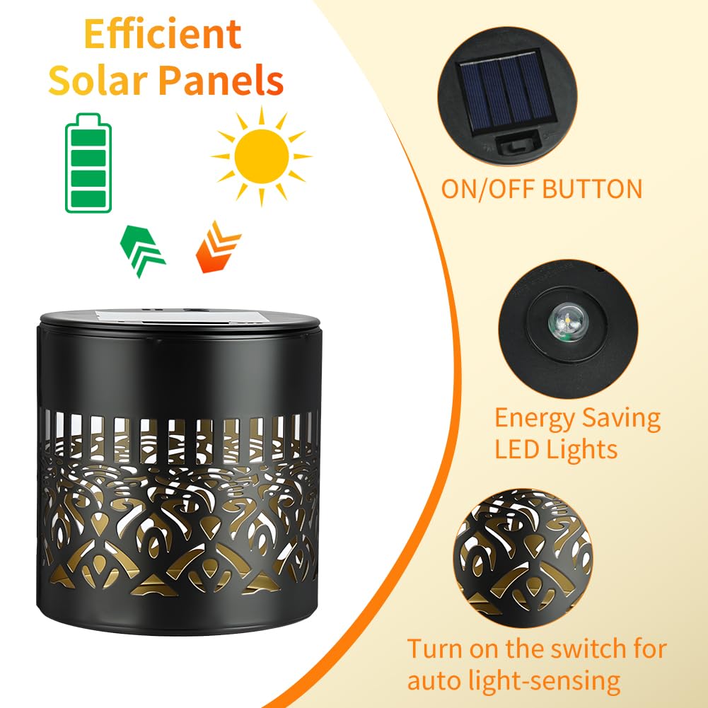 Lanterna Solare da Giardino Esterni, 2 Pezzi Solari da Giardino in Metallo, IP65 Impermeabile Lanterne Solari da Esterno, per Patio, Prato, Festa, Terrazza, Natale, Orientale Decorazione