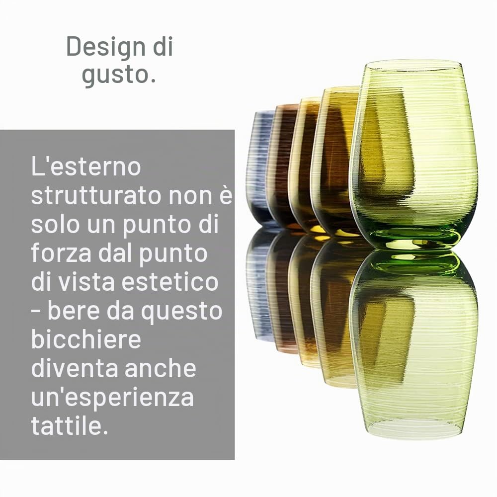 Stölzle Lausitz Bicchieri Acqua Twister Ambra – Set 6 Bicchieri 465 ml in Cristallo Senza Piombo – Bicchieri Moderni per Acqua Succo e Cocktail – Resistenti agli Urti e Lavabili in Lavastoviglie