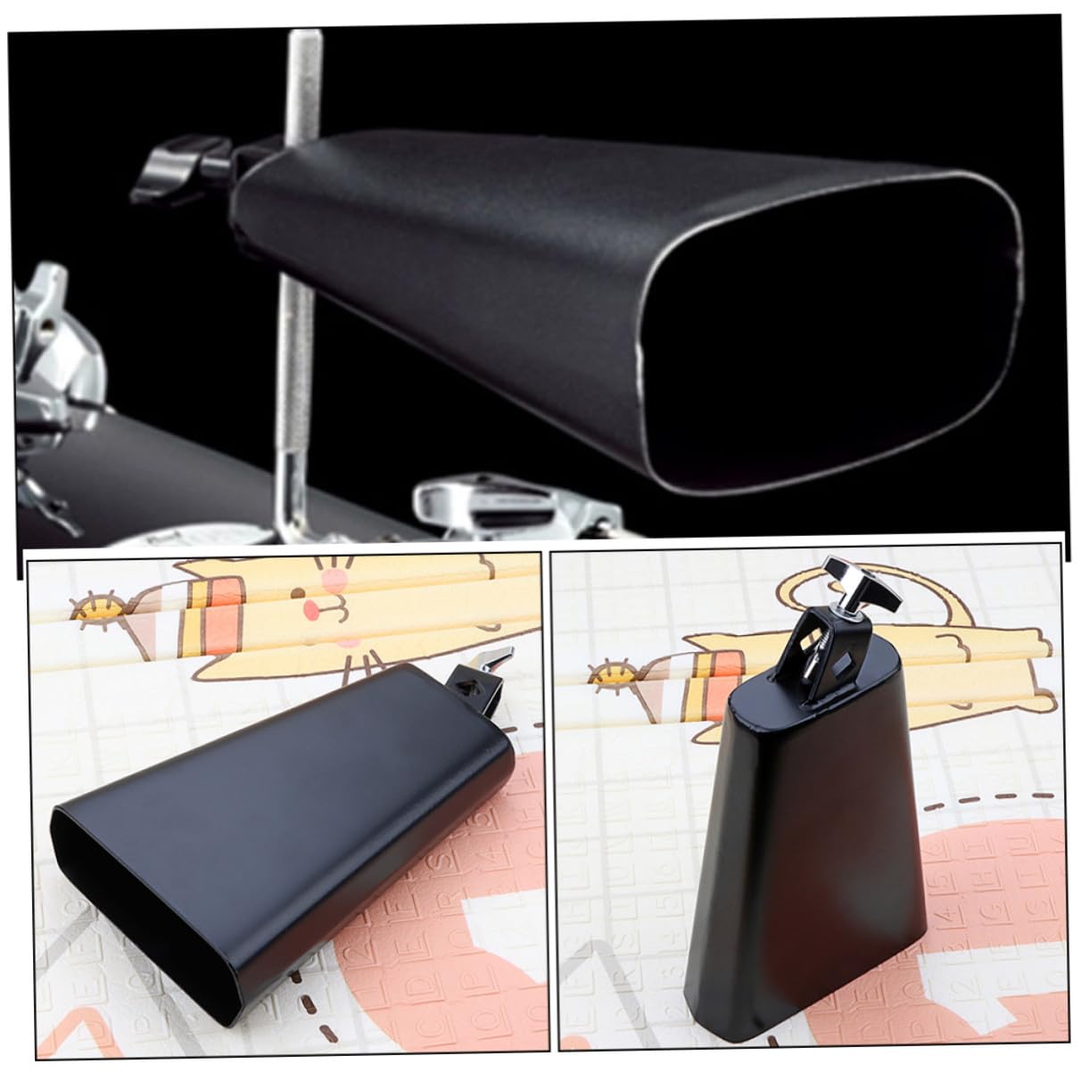 TOYANDONA Ergonomiczny Czarny Cowbell Do Zestawu Perkusyjnego Trwały Instrument Muzyczny Praktyczny Dodatek dla Miłośników Perkusji i Rozwijania Rytmu Chłopiec Dziewczynka