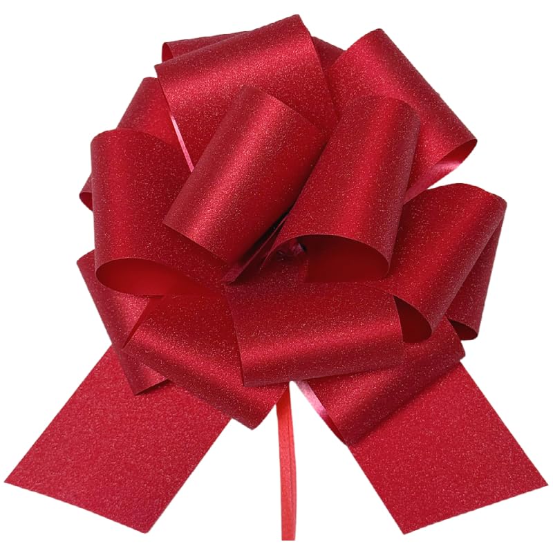 6-Pcs Large Pull Bows, Bow for Gift Wrapping,6 Inch,Glitter Ribbon Decoration for Flower Bouquets and Basket, for Birthday Presents, Anniversary,
