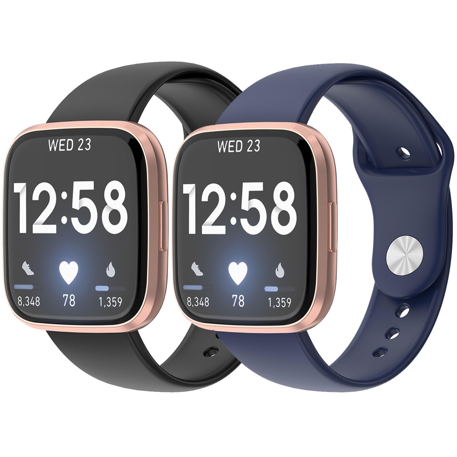 Gleenice 2 Pack Waterproof Bands Compatible with Versa 2 Watch Bands for Women Men, Soft Breathable Sports Replacement Wristbands for Versa 2/Versa Lite/Versa SE