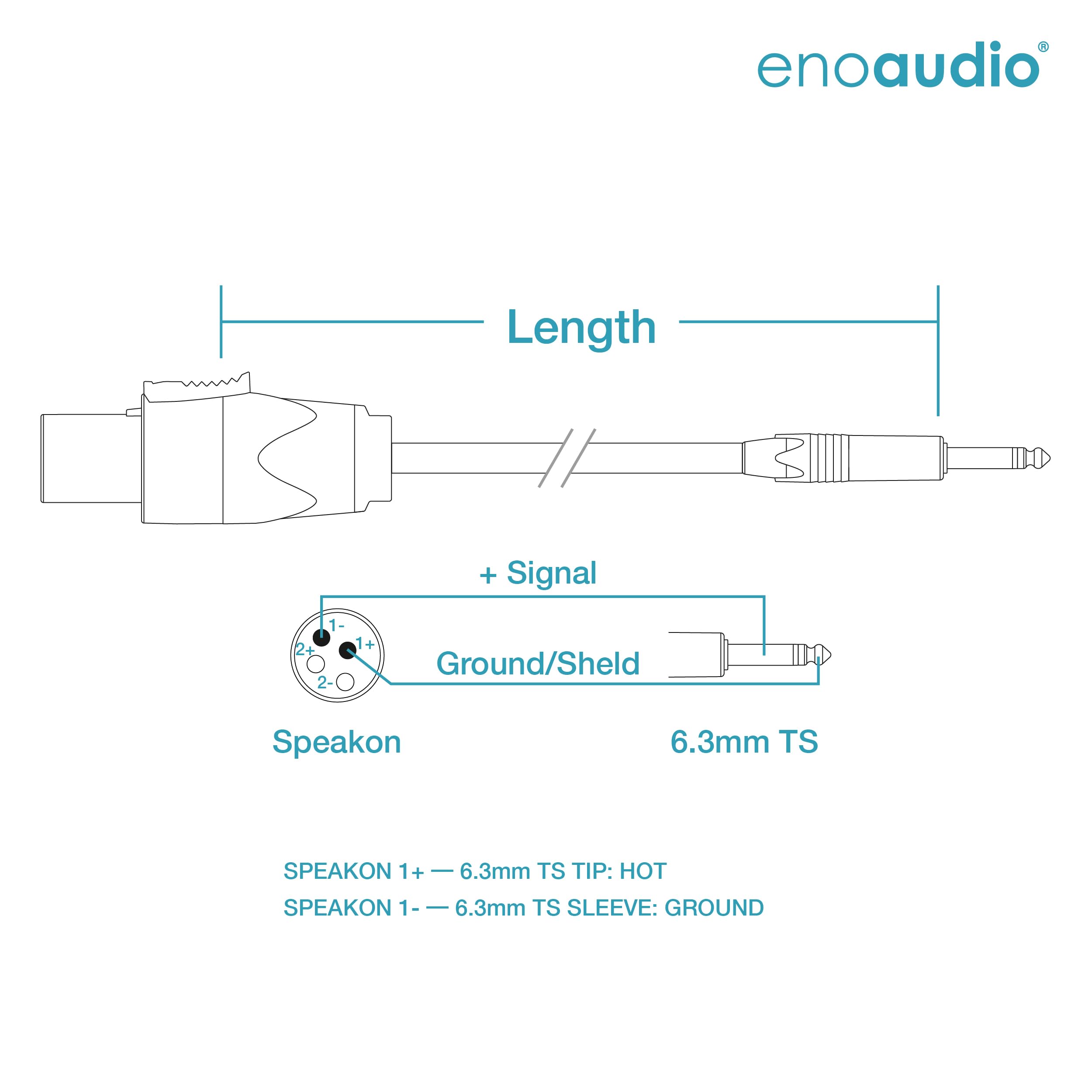 enoaudio Mogami 3082 Cavo per altoparlante | Neutrik Speakon – 6,3mm TS | HiFi - 1,0 m